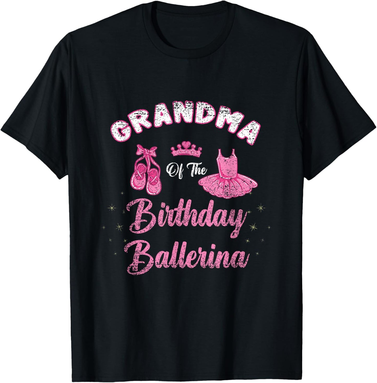 Grandma Of The Birthday Ballerina Vintage T-Shirt - T-Shirt | Black