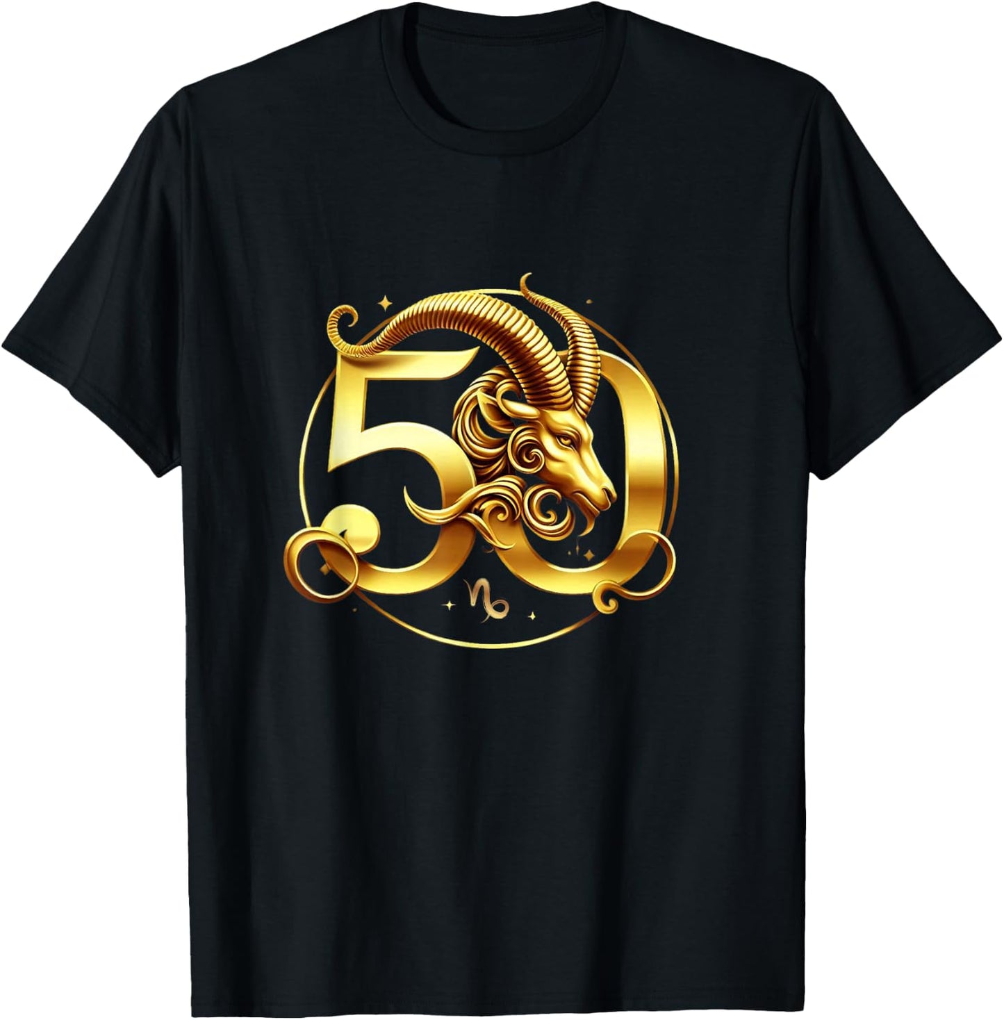 Capricorn 50th Birthday Bold & Regal Zodiac Design T-Shirt - T-Shirt | Black