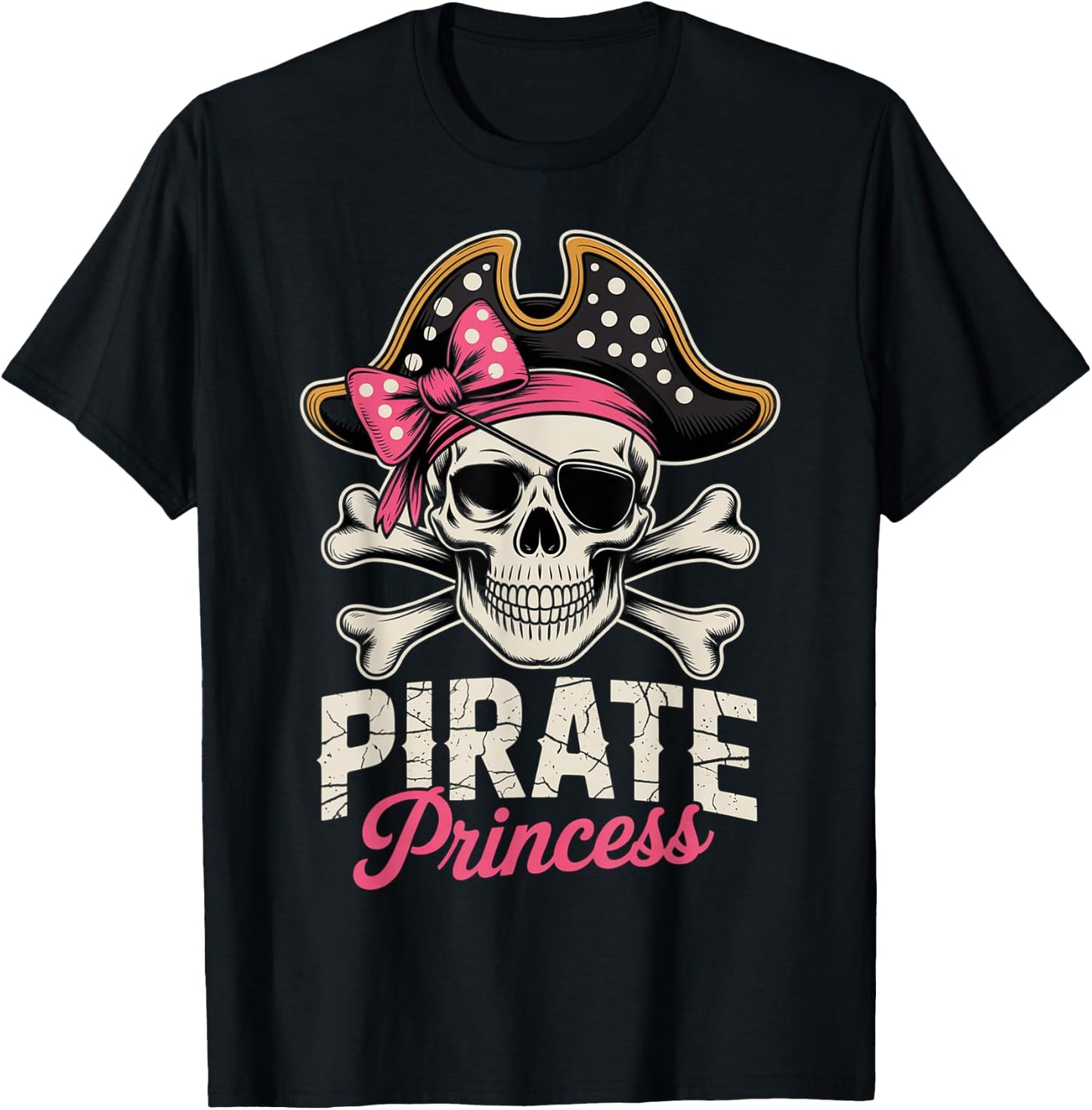 Princess Pirate Pink Birthday Girl Pirate Party Girl Pirate Party Girl T-Shirt - T-Shirt | Black