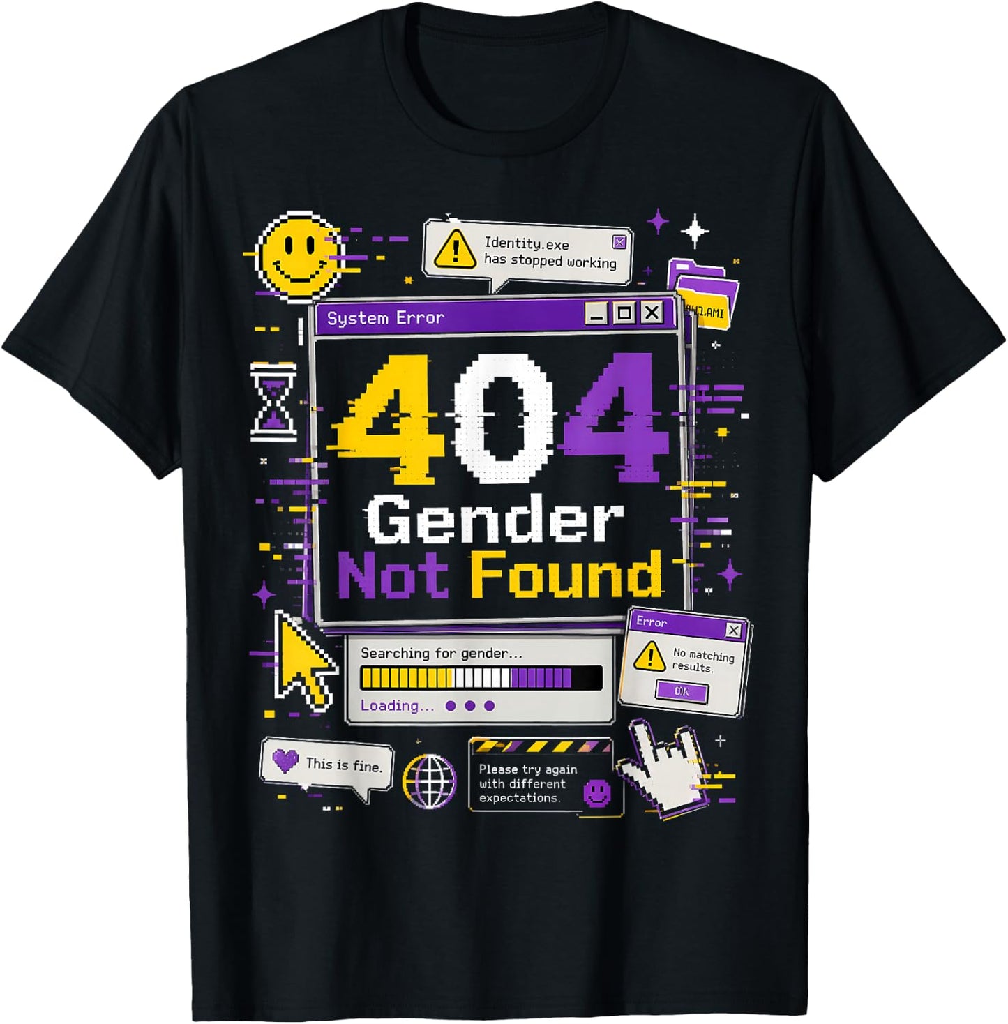 Non Binary Error 404 Gender Not Found T-Shirt - T-Shirt | Black