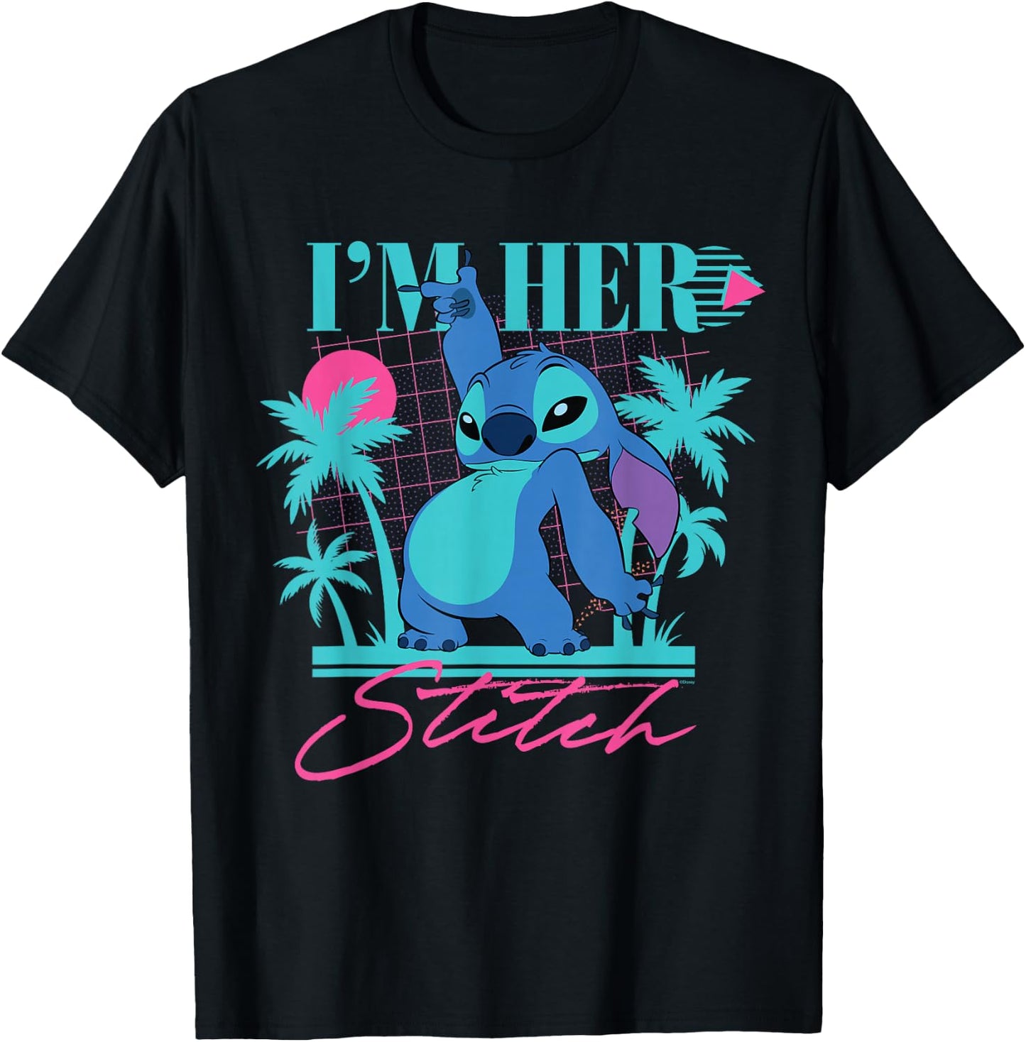 Disney Stitch Retro ’90s Couples Matching I’m Her Stitch T-Shirt - T-Shirt | Black
