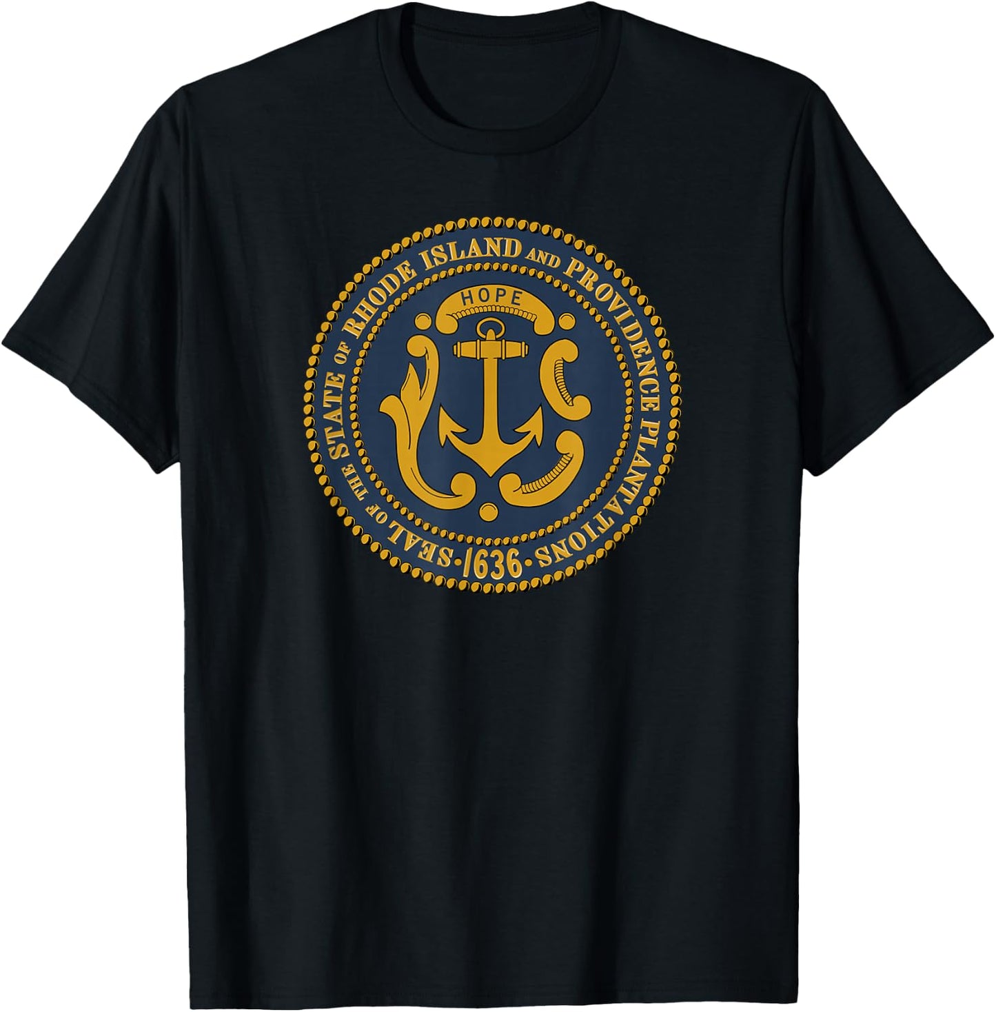 Rhode Island State Seal Flag T-Shirt - T-Shirt | Black