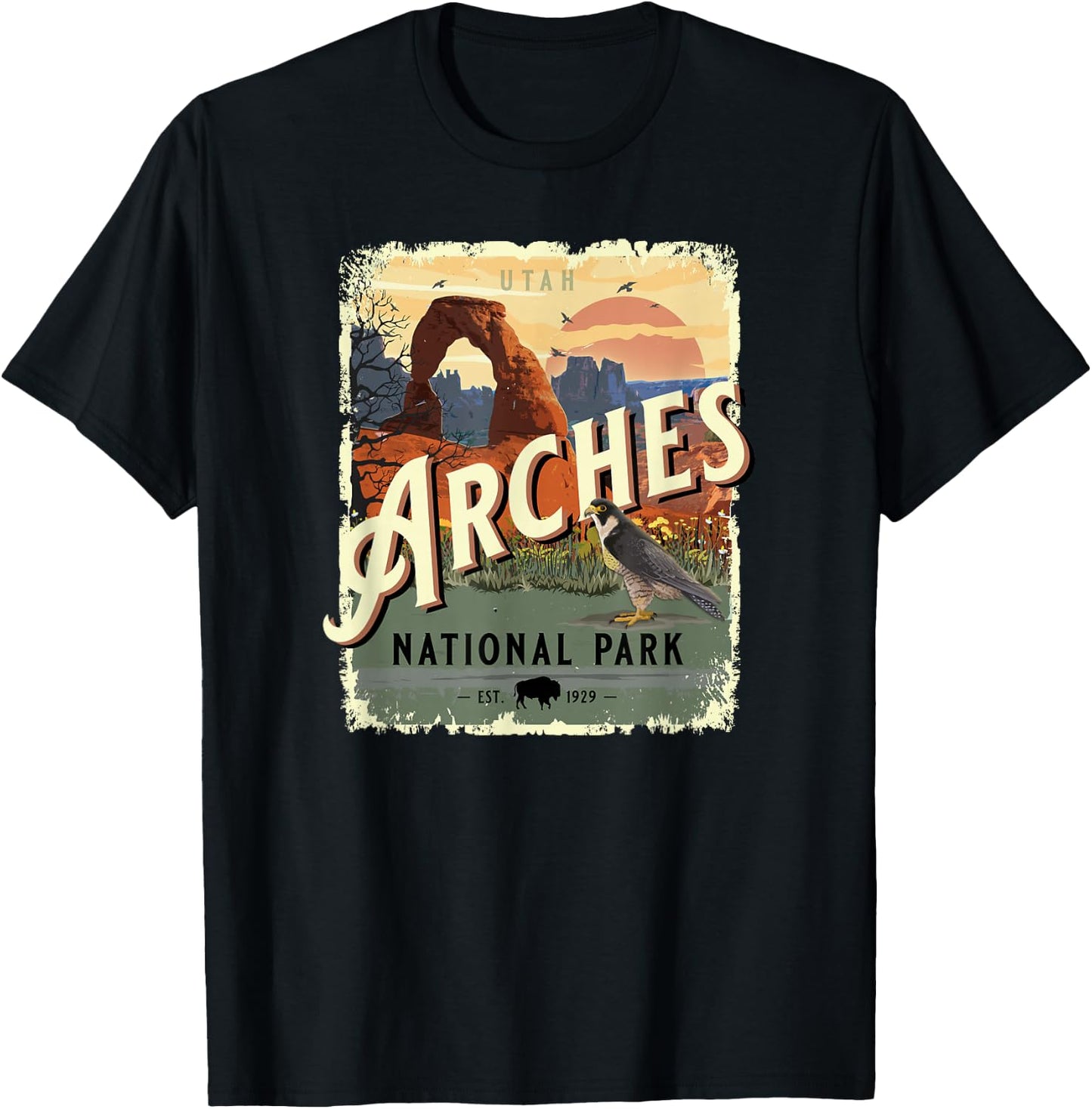 Arches National Park Moab Utah Vintage Travel Souvenir T-Shirt - T-Shirt | Black