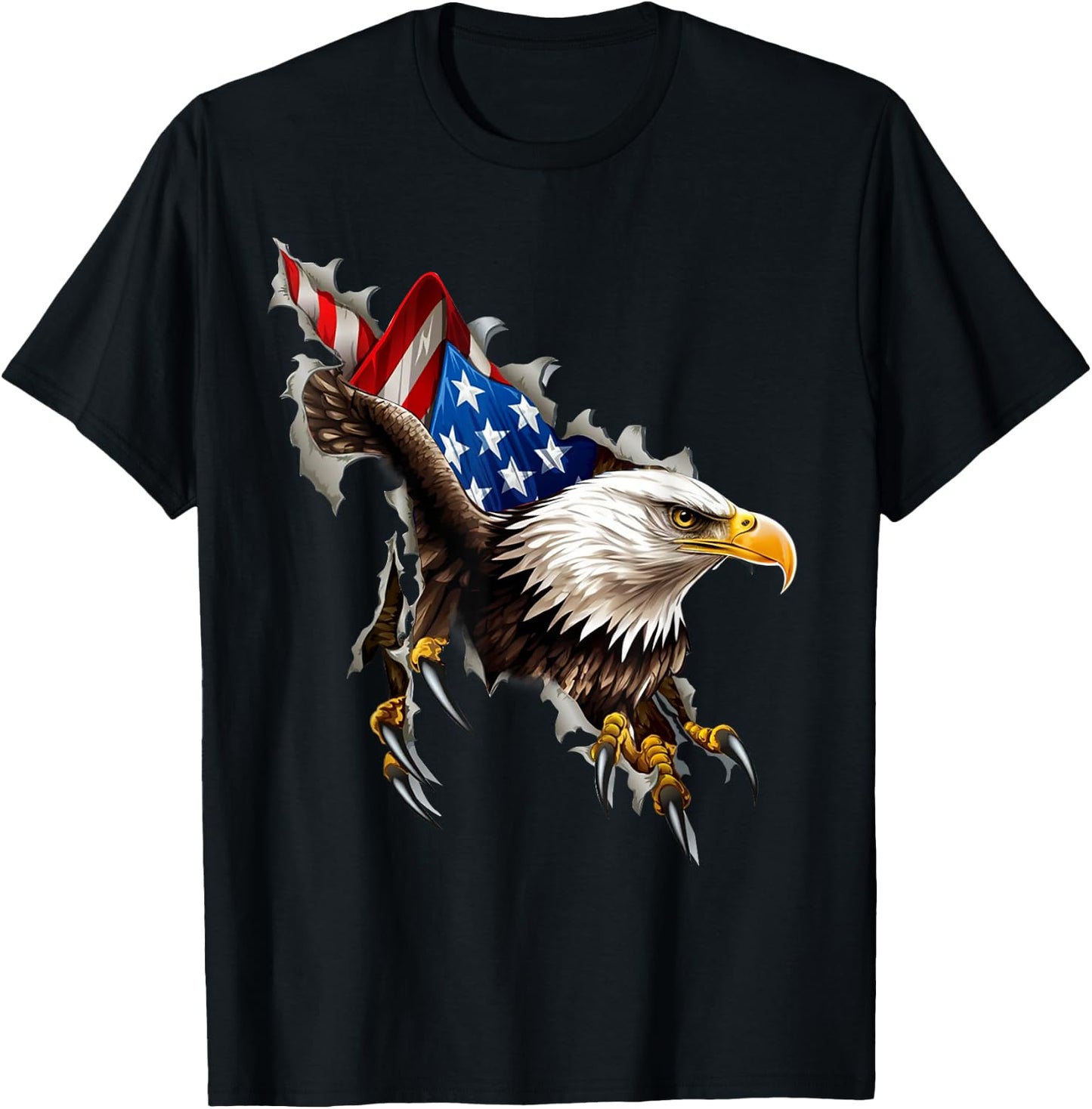 American Bald Eagle USA Flag Shirts 4th of July USA Eagle , black T-Shirt - T-Shirt | Black