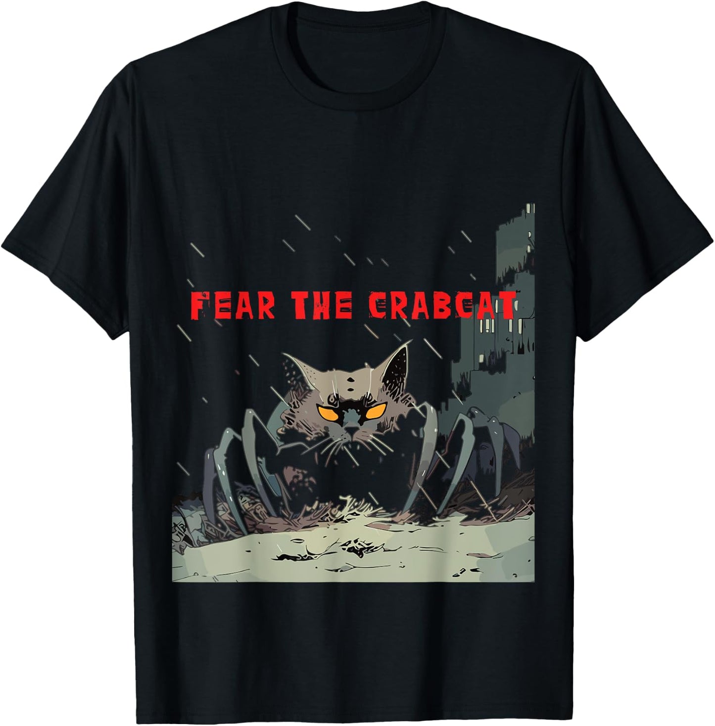 Fear the Crabcat - Funny Crab cat Cryptid Cryptozoology T-Shirt - T-Shirt | Black