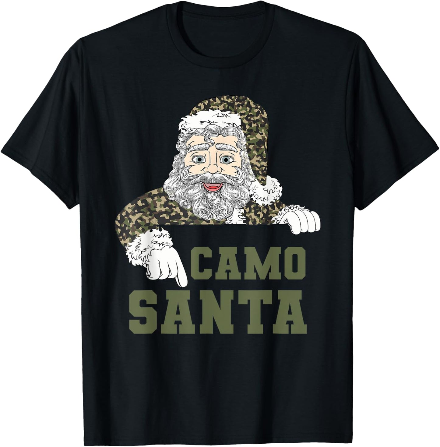 Camoflage Christmas Hunting Santa Camo Military Men Boys T-Shirt - T-Shirt | Black
