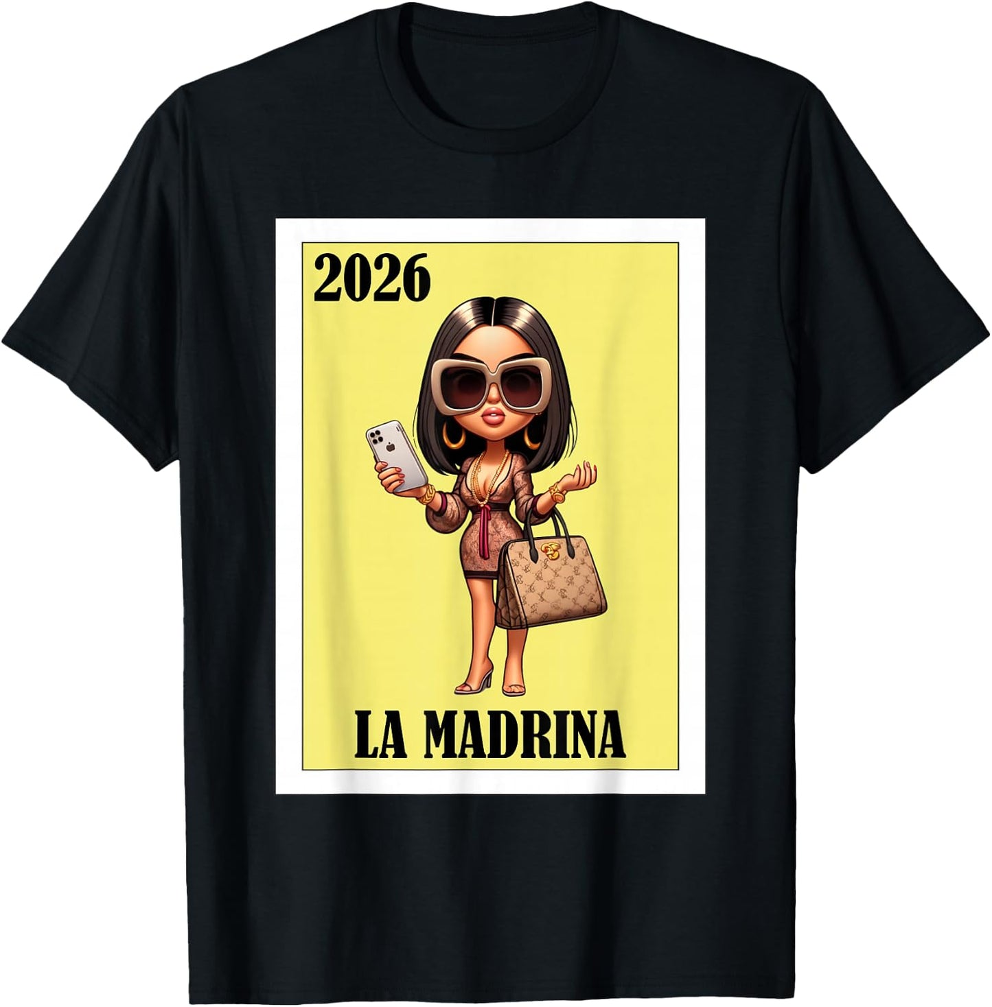 La Madrina 2026 Promoted to Godmother T-Shirt - T-Shirt | Black