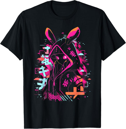 Anime Manga Cyberpunk Aesthetic Techwear Harajuku , black T-Shirt - T-Shirt | Black