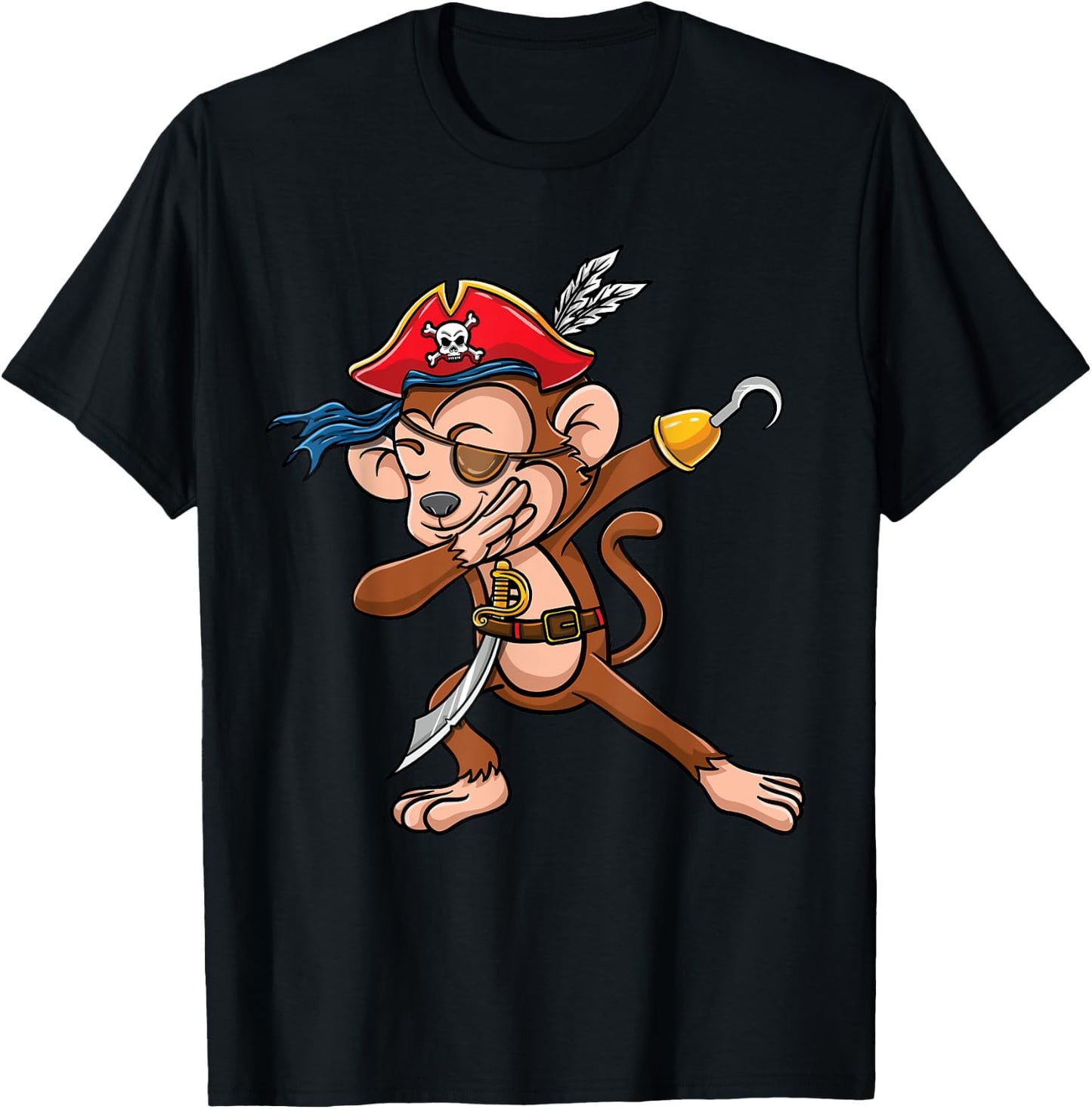Dabbing Pirate Monkey Halloween T-Shirt - T-Shirt | Black