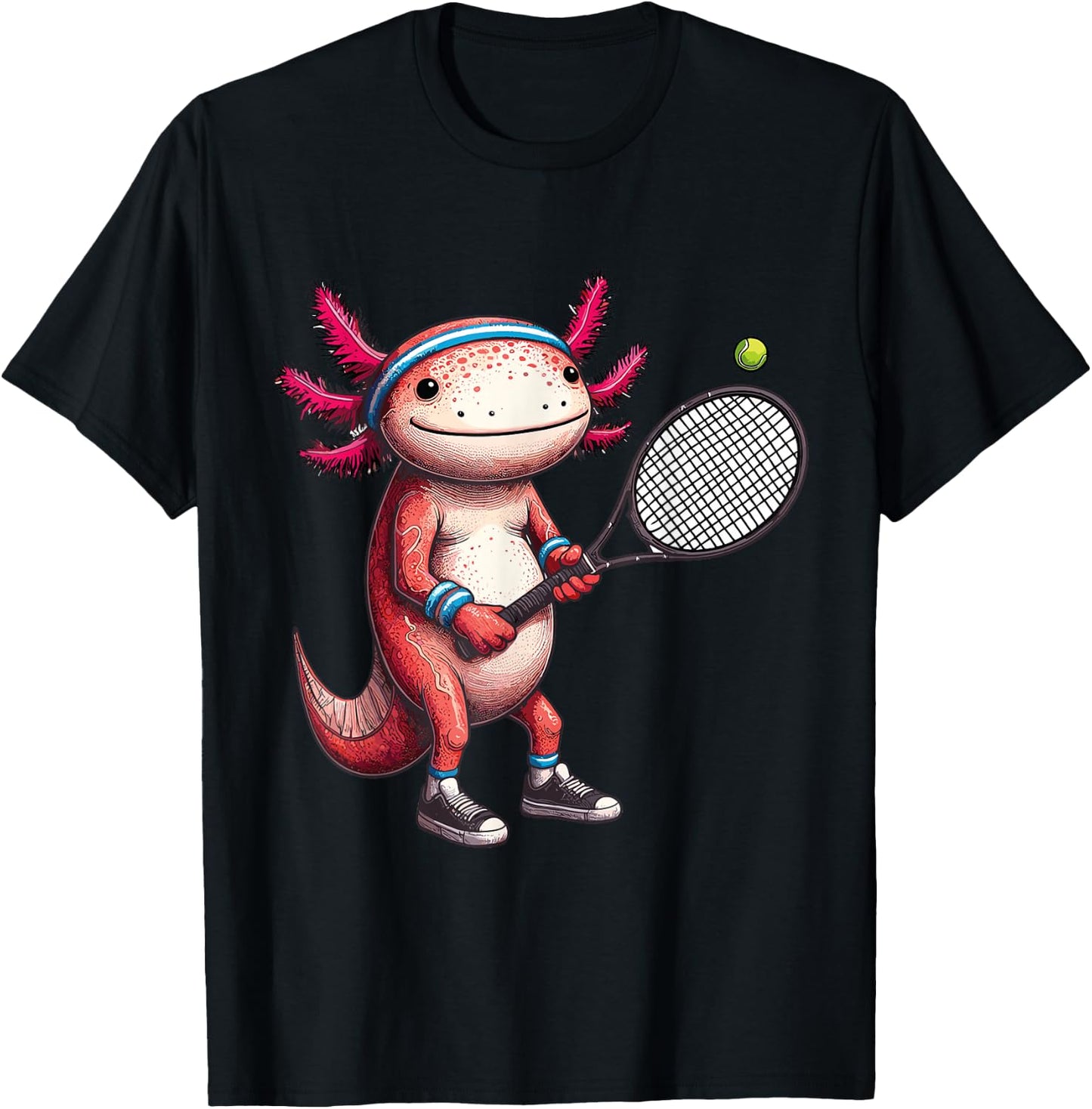 Axolotl Tennis Club Animals Sport Tournament Players T-Shirt - T-Shirt | Black
