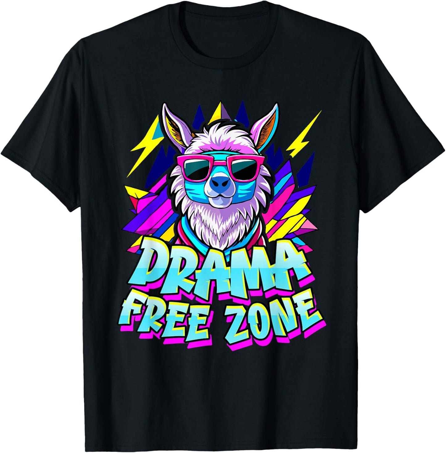 Alpaca Fan DRAMA FREE ZONE Funny Alpacas T-Shirt - T-Shirt | Black