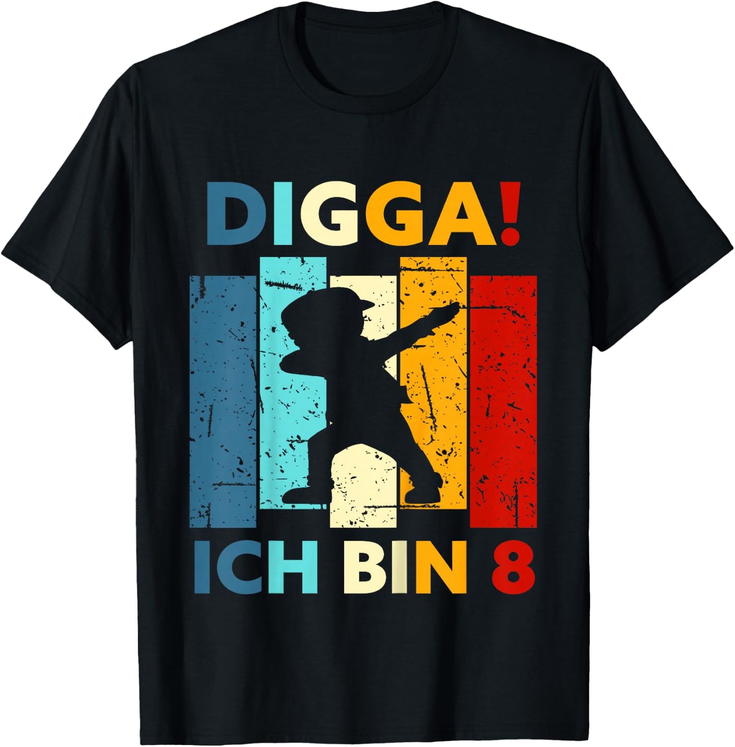 Kids Digga! I Am 8 8th Birthday 8 Years Eight Boys Girls , black T-Shirt - T-Shirt | Black