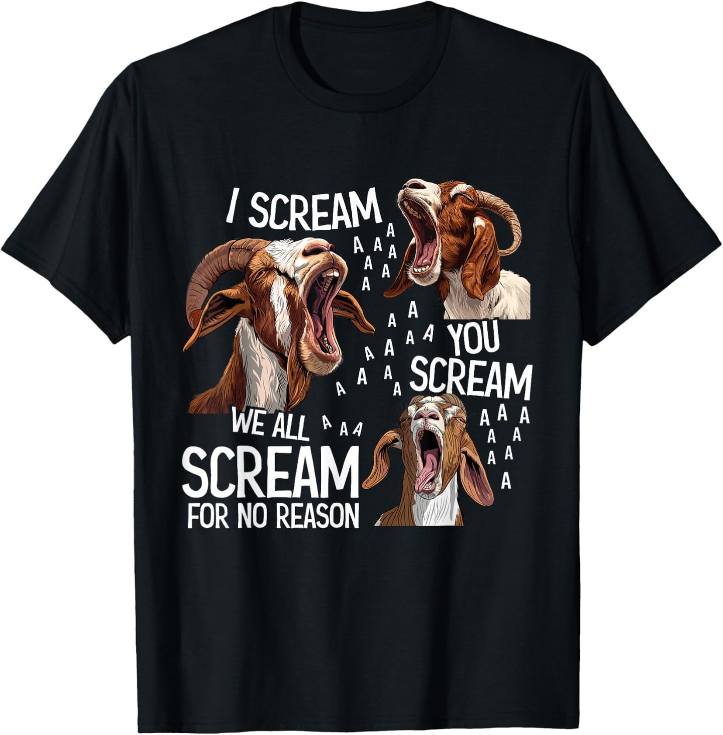 Boer Goat Accessories & Boer Goat Clothing Boer Goat Black -Kids -Adults Classic Fit Short Sleeve Pull On Letter Print Animal-Themed Design T-Shirt - T-Shirt | Black