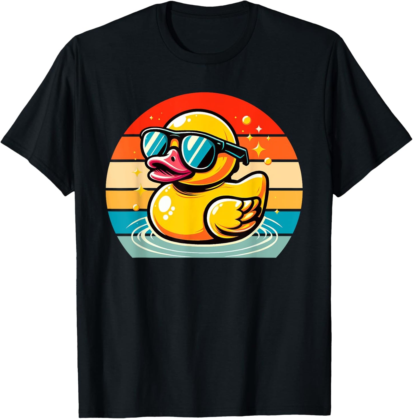 Vintage Duck Gifts Cool Rubber Duck With Sunglasses Duck T-Shirt - T-Shirt | Black