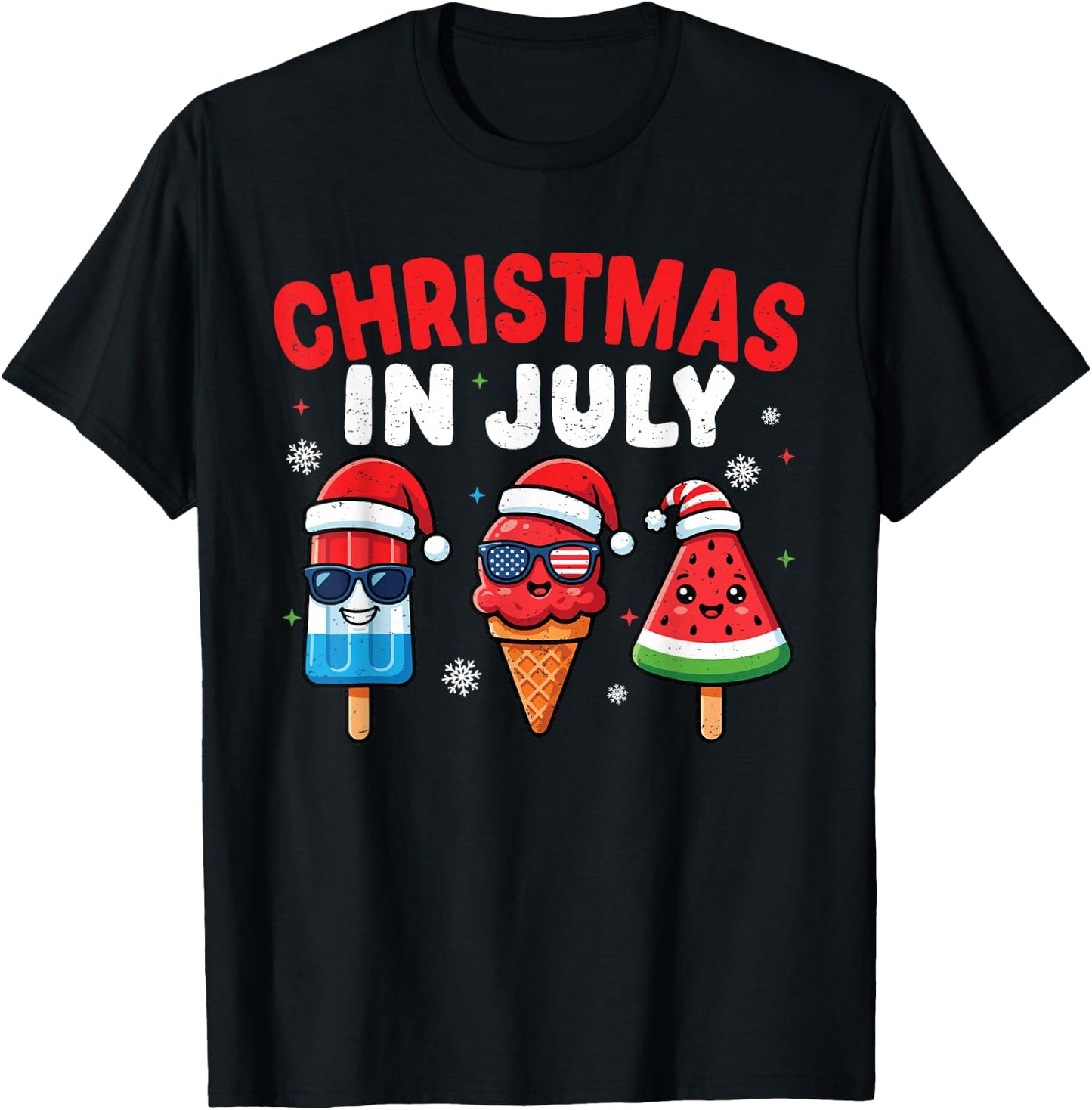 Popsicles Ice Cream Christmas in July Women Toddler Boy Kids T-Shirt - T-Shirt | Black