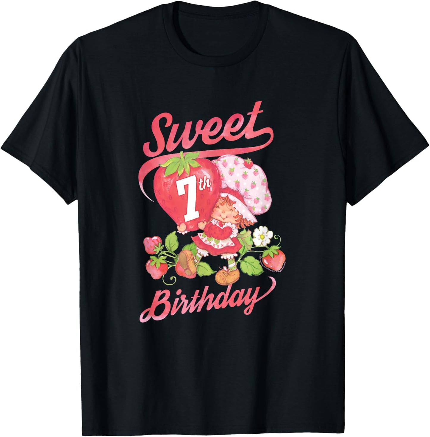 Strawberry Shortcake Vintage Sweet 7th Birthday T-Shirt - T-Shirt | Black