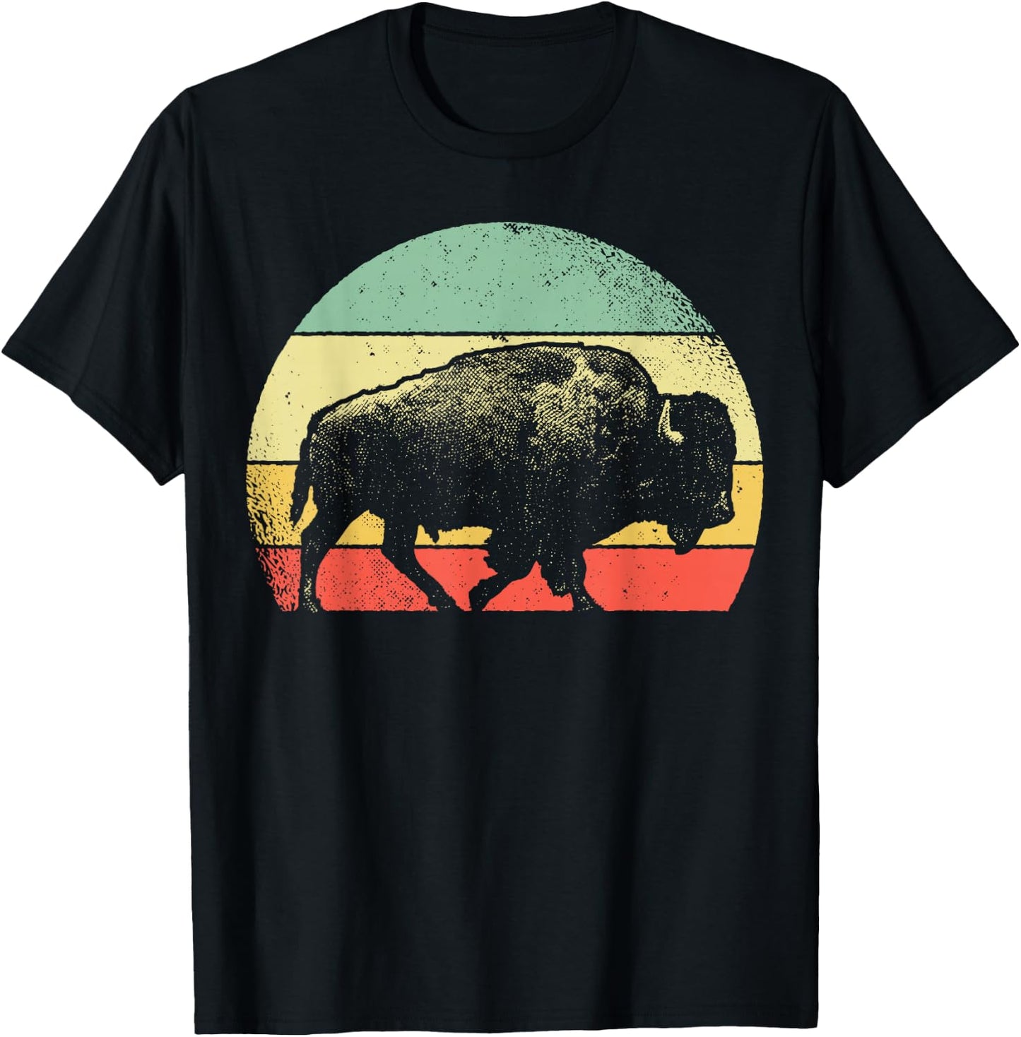 Bison Lover Gifts Wildlife I Bison Natural Reserve Vintage Buffalo Graphic Short Sleeve Regular Fit - Black - Small - -Adults T-Shirt - T-Shirt | Black