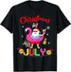 Christmas in July Santa Hawaiian flamingo T-Shirt - T-Shirt | Black