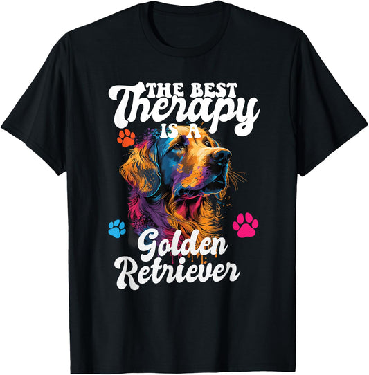 Golden Retriever Pop Art & Splash Art Golden Retriever T-Shirt - T-Shirt | Black