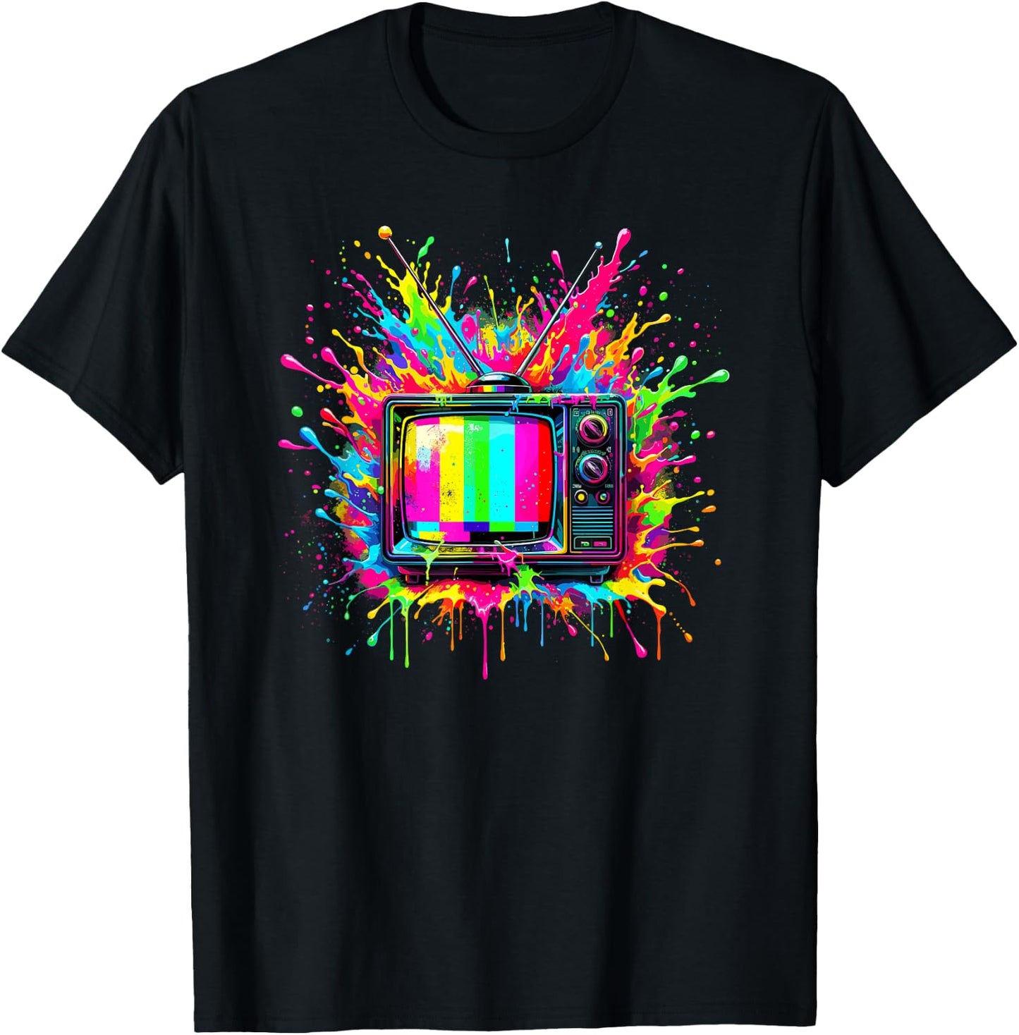 Splash Art Television Vintage TV Retro 70s 80s T-Shirt - T-Shirt | Black