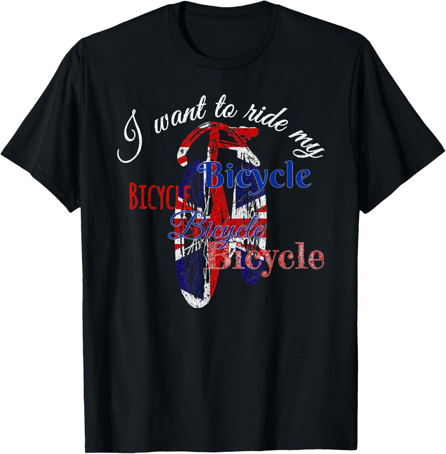 I want to ride my Bicycle, Bicycle Bicycle Queen Pride T-Shirt - T-Shirt | Black