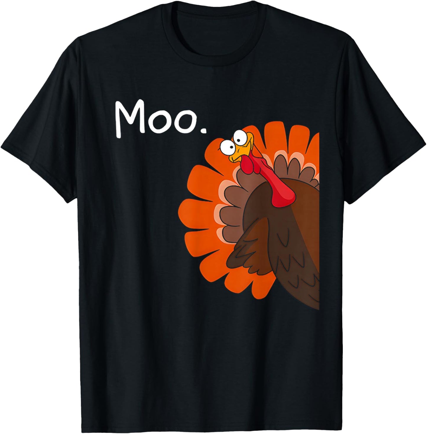 Funny Thanksgiving Turkey Moo Fake Cow Women Kids T-Shirt - T-Shirt | Black