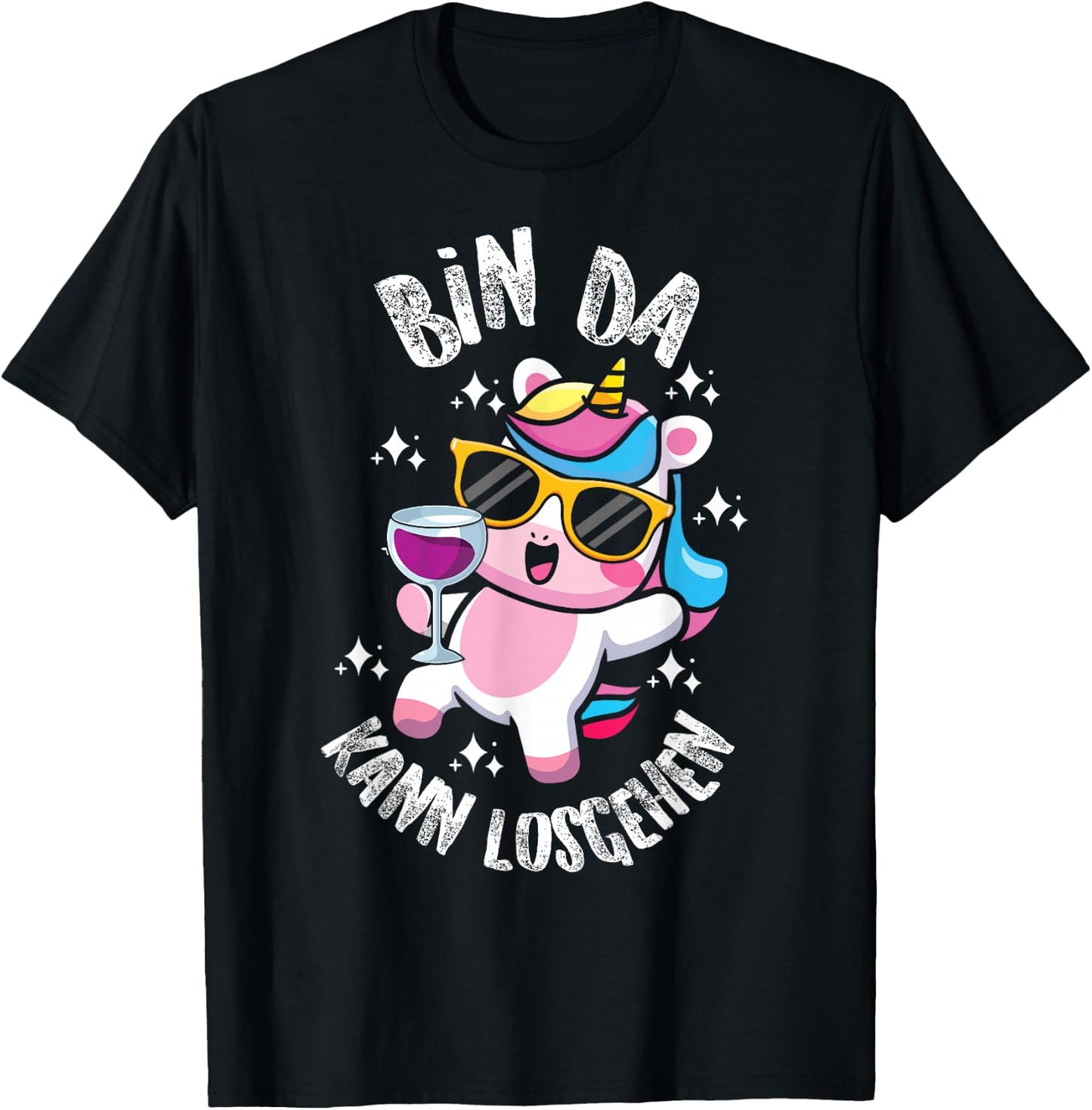 Bin Da Kann Losgehen Funny Cute Unicorn Girls Ladies Women's , black T-Shirt - T-Shirt | Black