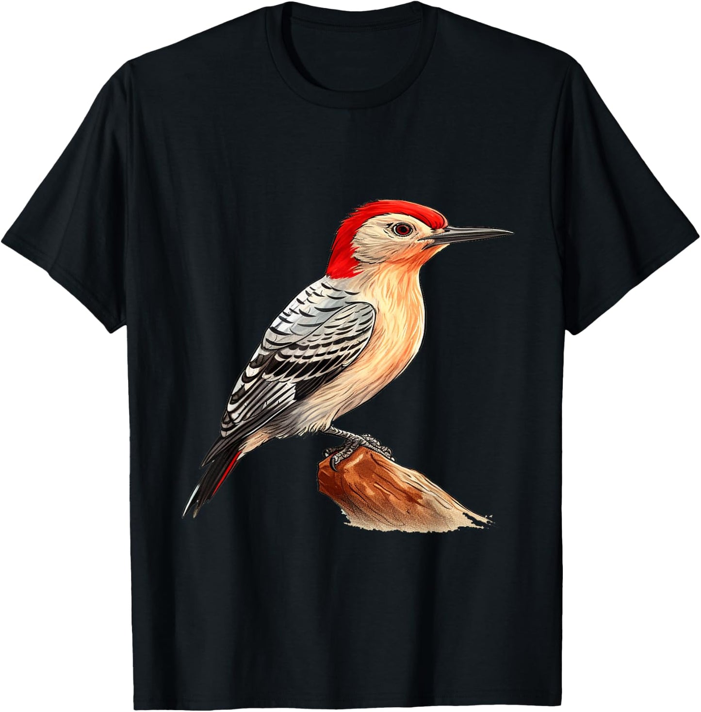 Red bellied woodpecker bird lover illustration T-Shirt - T-Shirt | Black