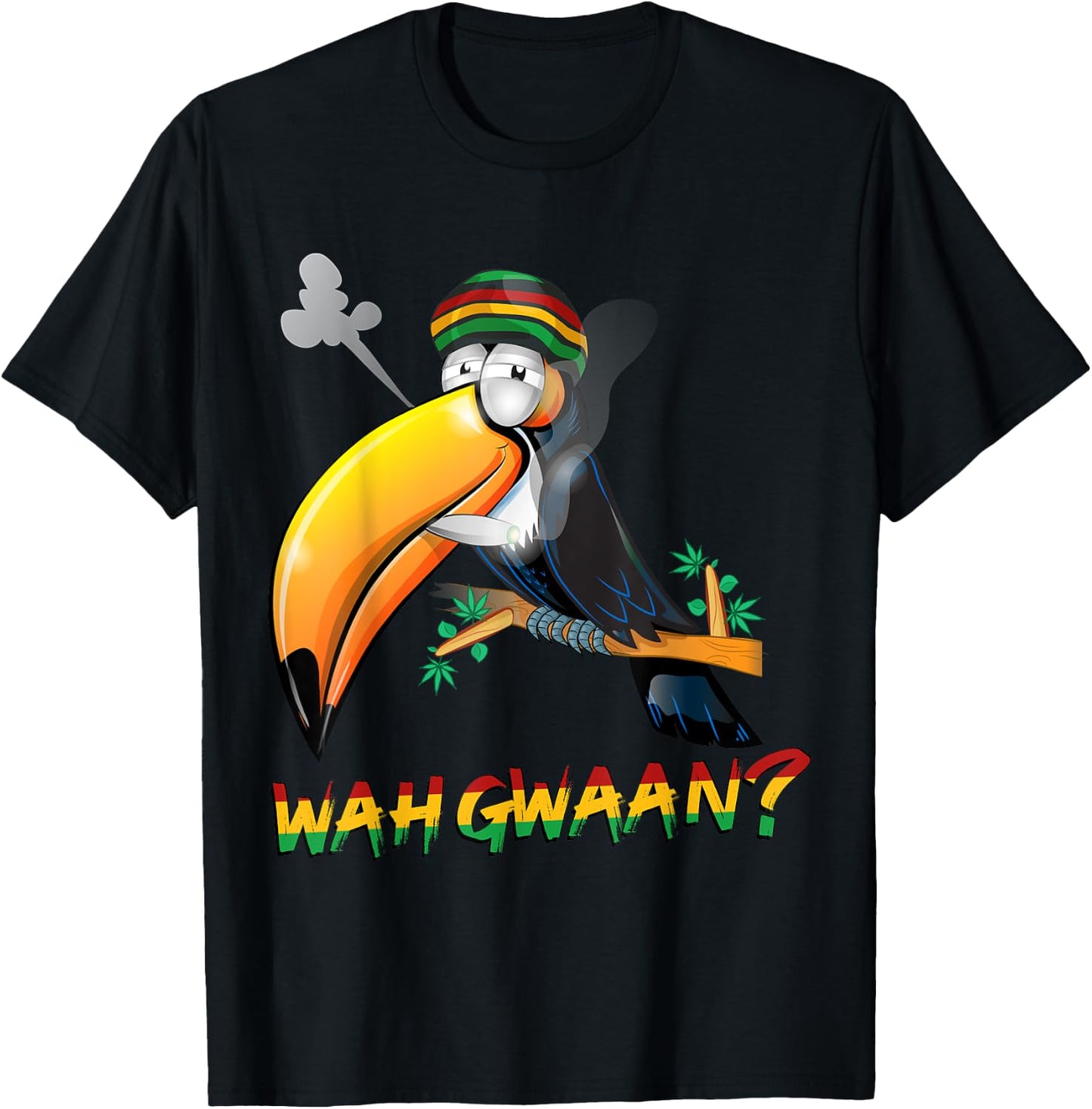 Wah Gwaan Shirt | Patois Jamaica Toucan Jamaican Slang , black T-Shirt - T-Shirt | Black