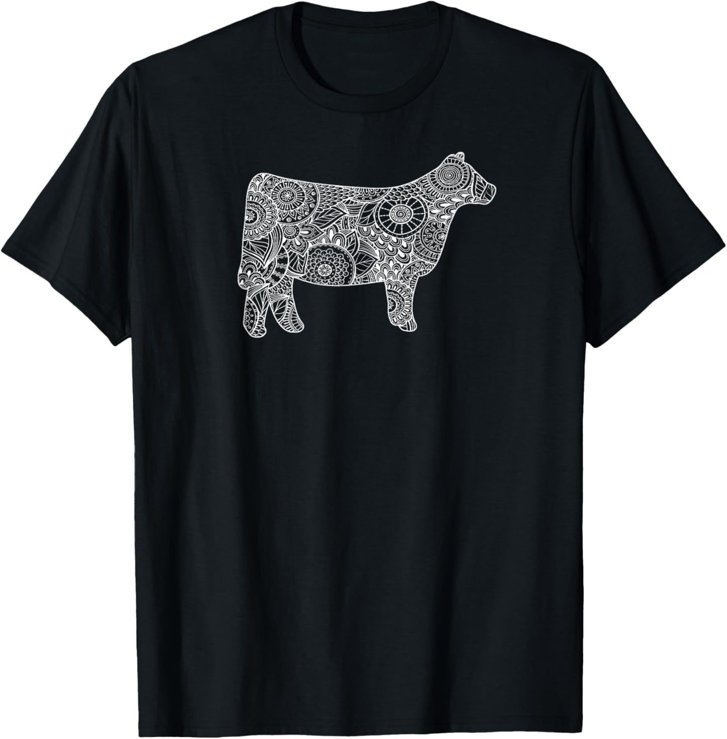 Cow Mandala Shirt - Trendy for Cattle Beef Livestock Show T-Shirt - T-Shirt | Black