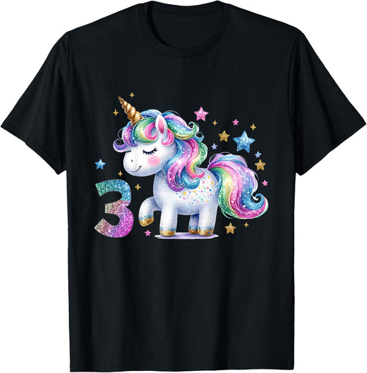 3 Geburtstag Mädchen Geschenke 3 Jahre Alt Einhorn Outfit T-Shirt - T-Shirt | Black
