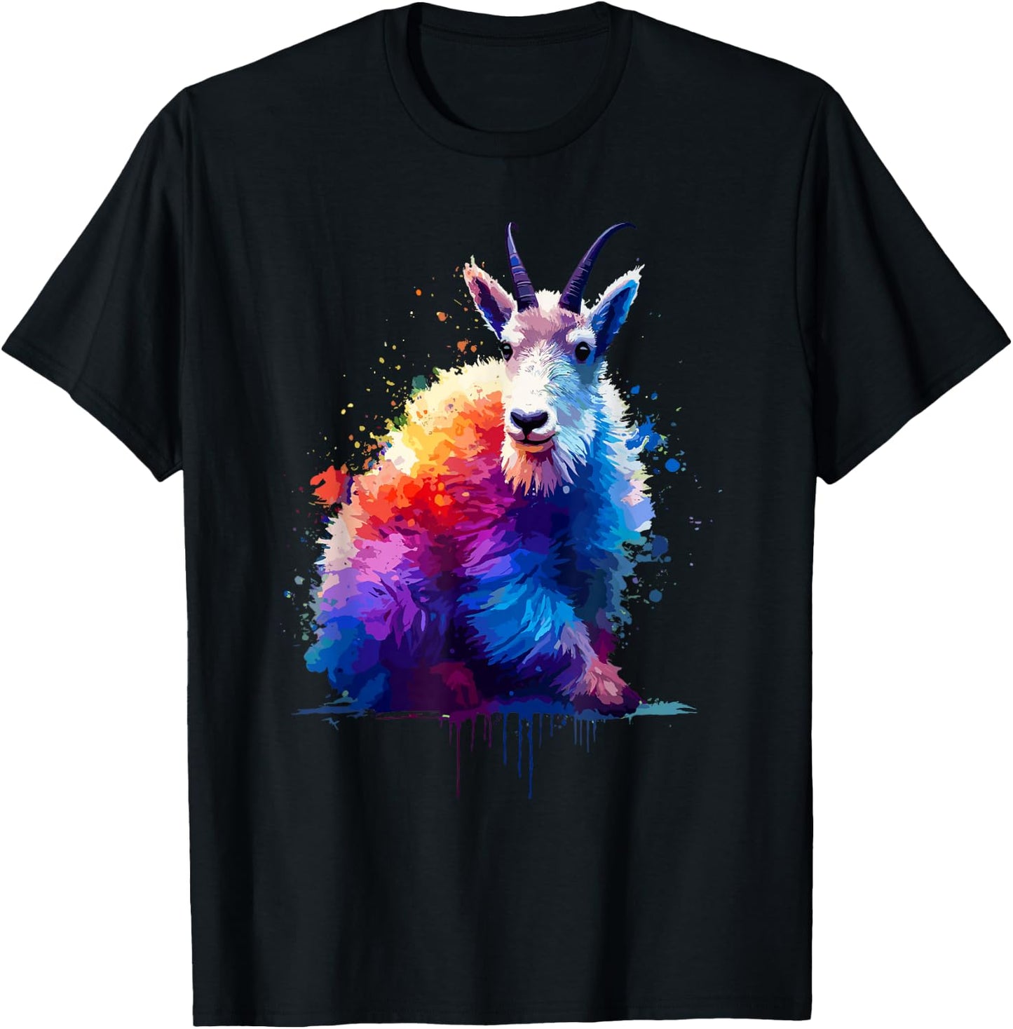 Splash Art Mountain Goat Goats T-Shirt - T-Shirt | Black