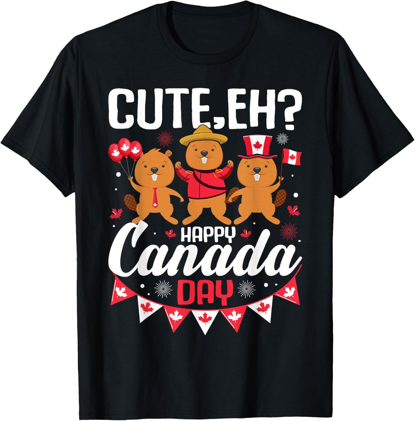 Cute Eh Happy Canada day Flag for Boys girls Kids Toddler T-Shirt - T-Shirt | Black