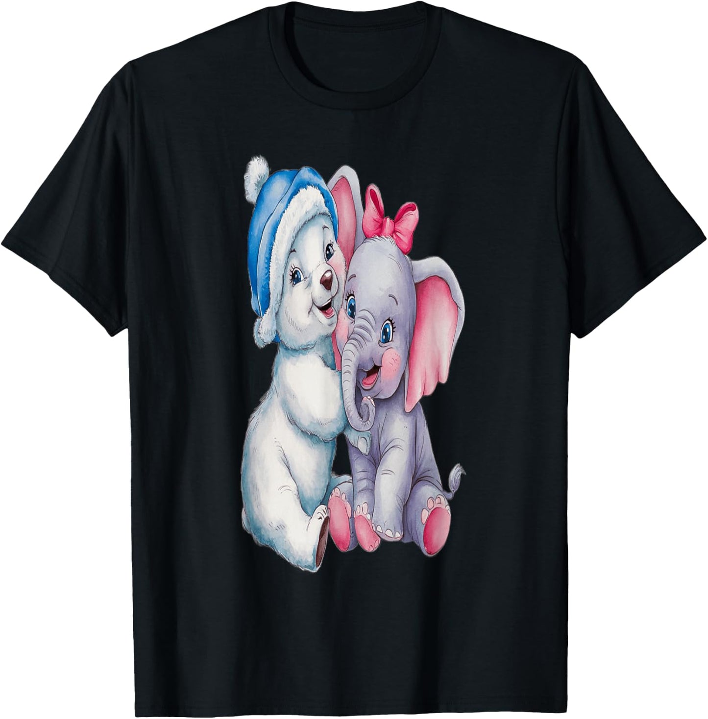 Ours caline éléphant , Black, S T-Shirt - T-Shirt | Black