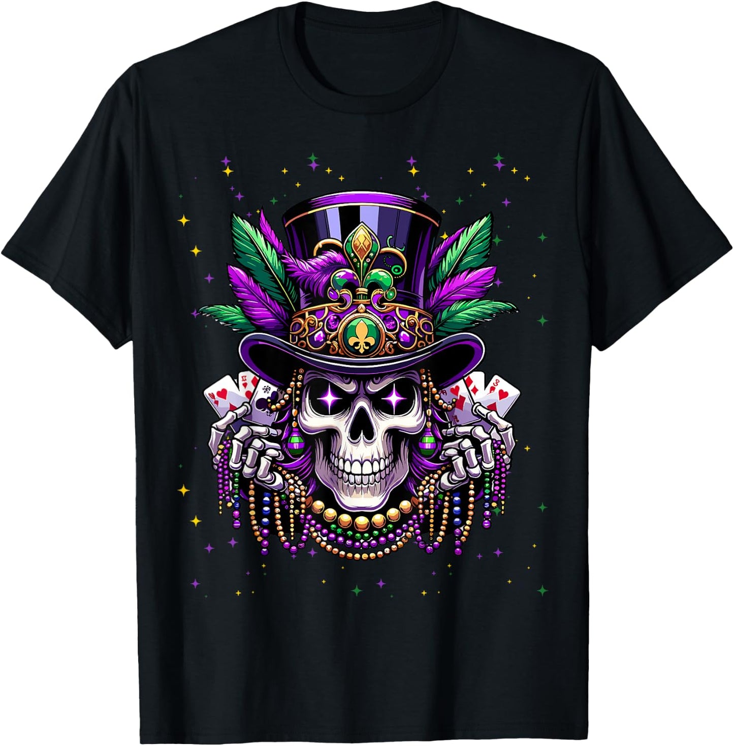 Mardi Gras Skull Top Hat New Orleans Witch Doctor Voodoo T-Shirt - T-Shirt | Black