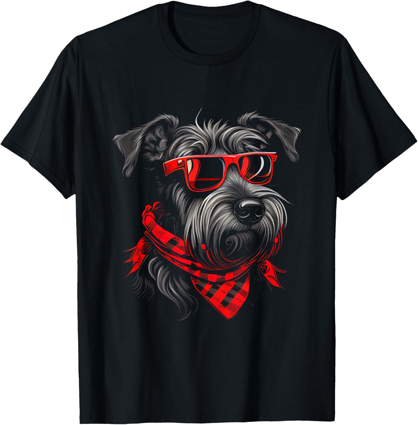 Miniature Schnauzer Sunglasses Bandana T-Shirt - T-Shirt | Black