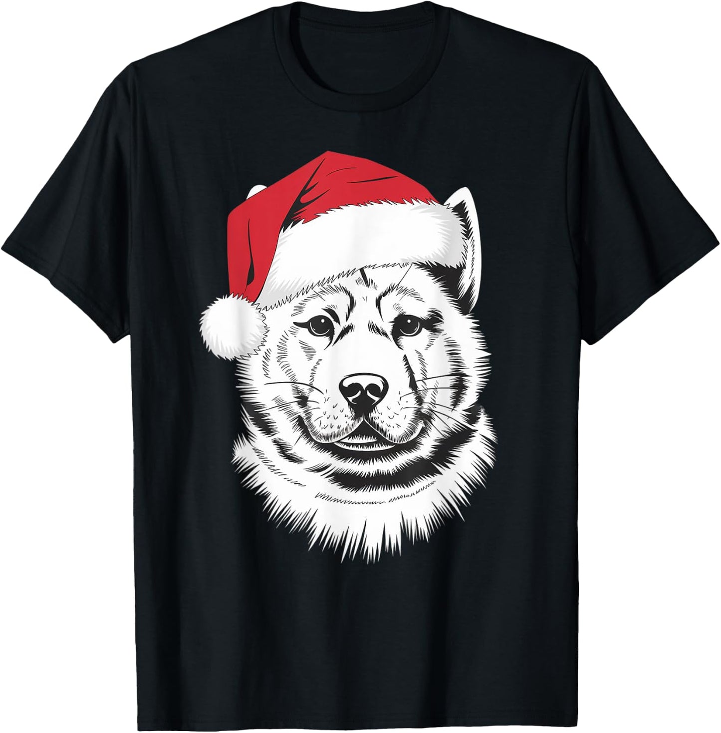 Joyful Akita Santa Dog on Akita Christmas T-Shirt - T-Shirt | Black
