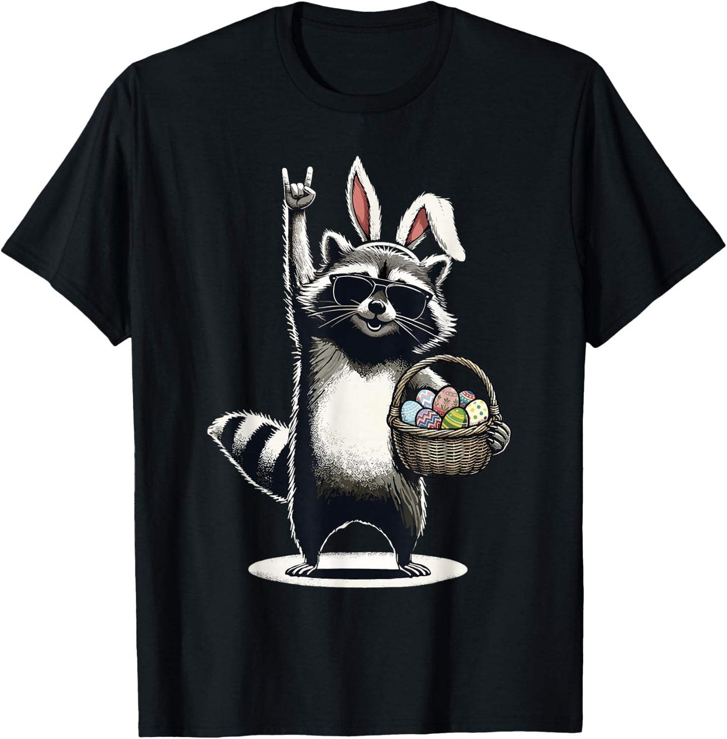 Ostern Waschbär Rocks Ostereiersuche Lustiges Ostern T-Shirt - T-Shirt | Black