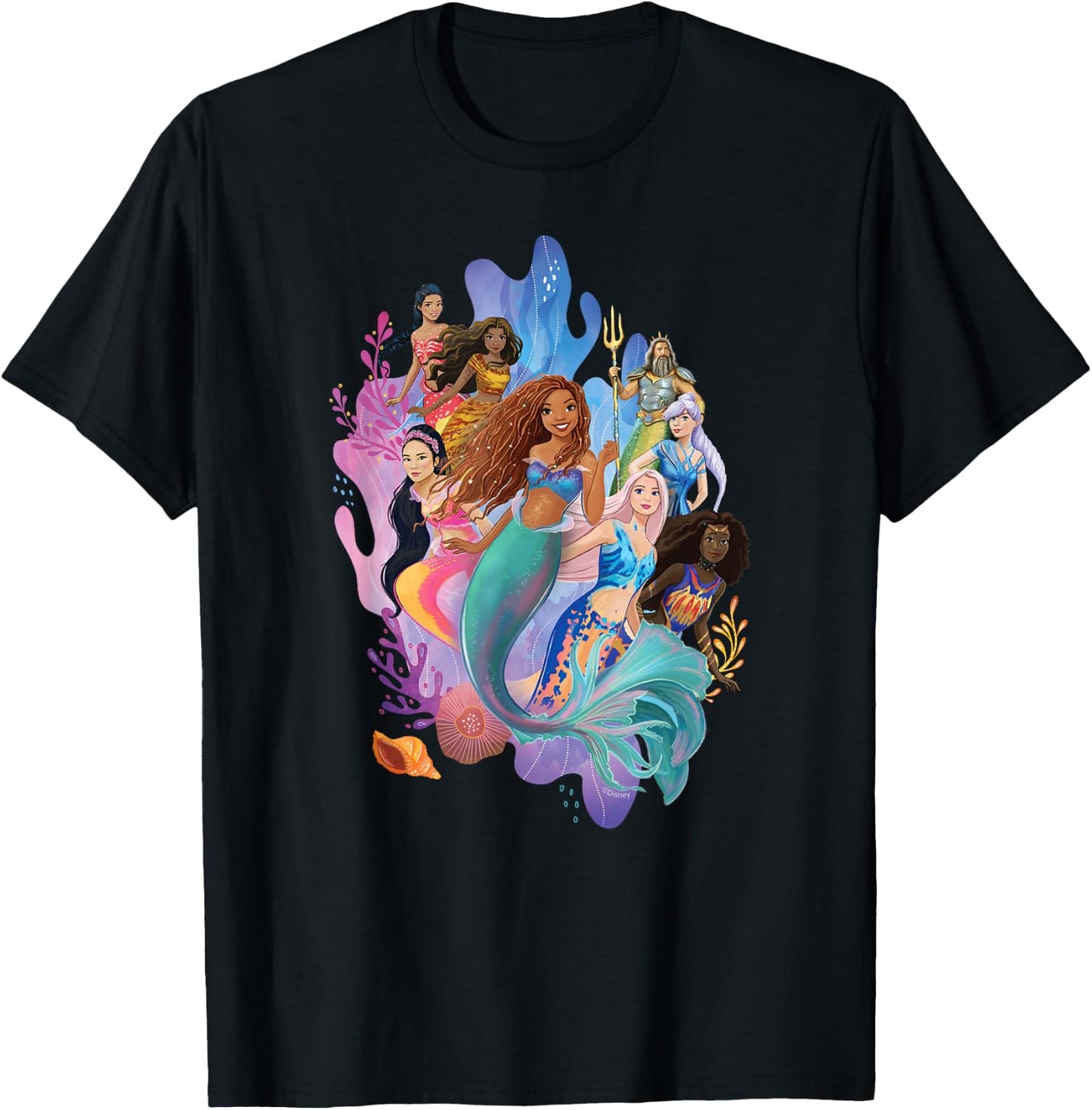 Disney The Little Mermaid Ariel Royal Ocean Family T-Shirt - T-Shirt | Black