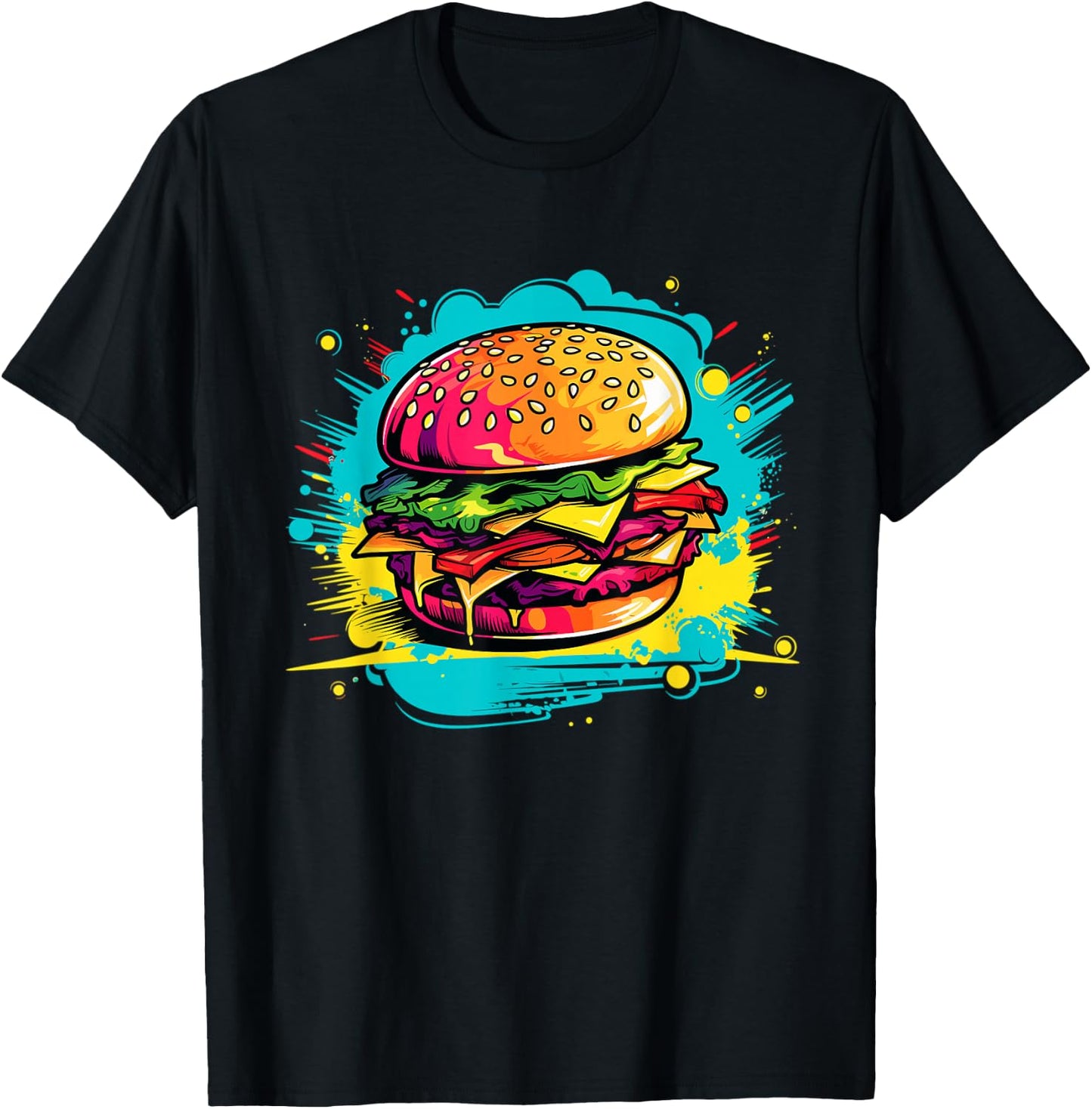 Colorful Burger T-Shirt - T-Shirt | Black