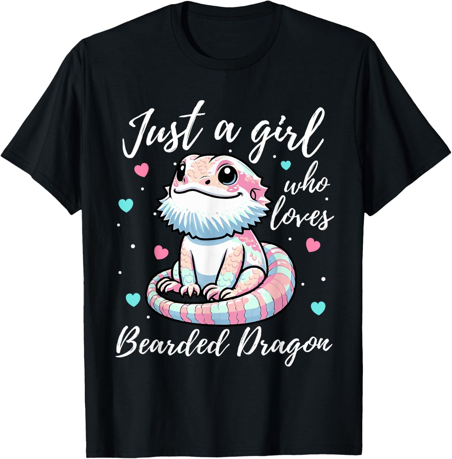 Just A Girl Who Loves Bearded Dragon Cute Pastel Color T-Shirt - T-Shirt | Black