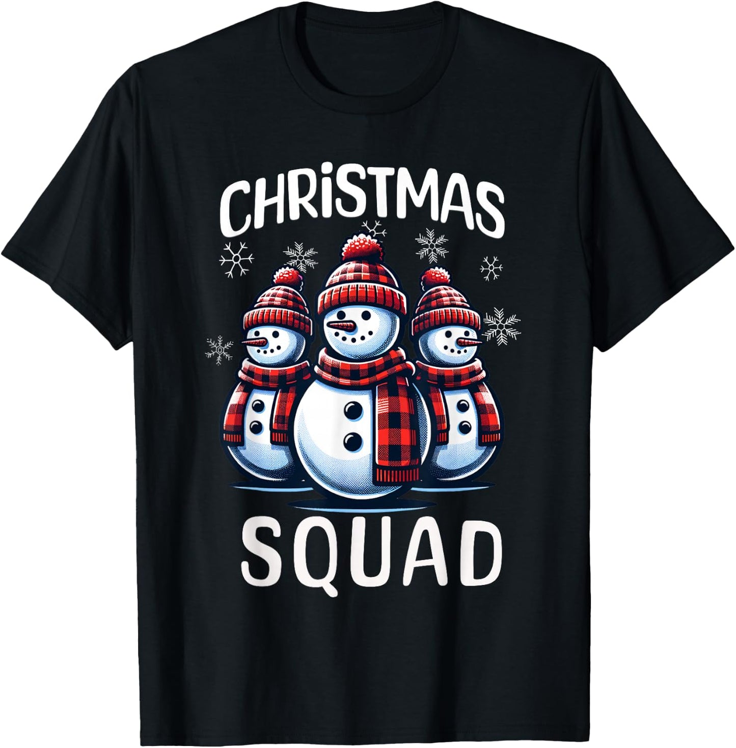 Snowman Family Group Matching Christmas Squad T-Shirt - T-Shirt | Black
