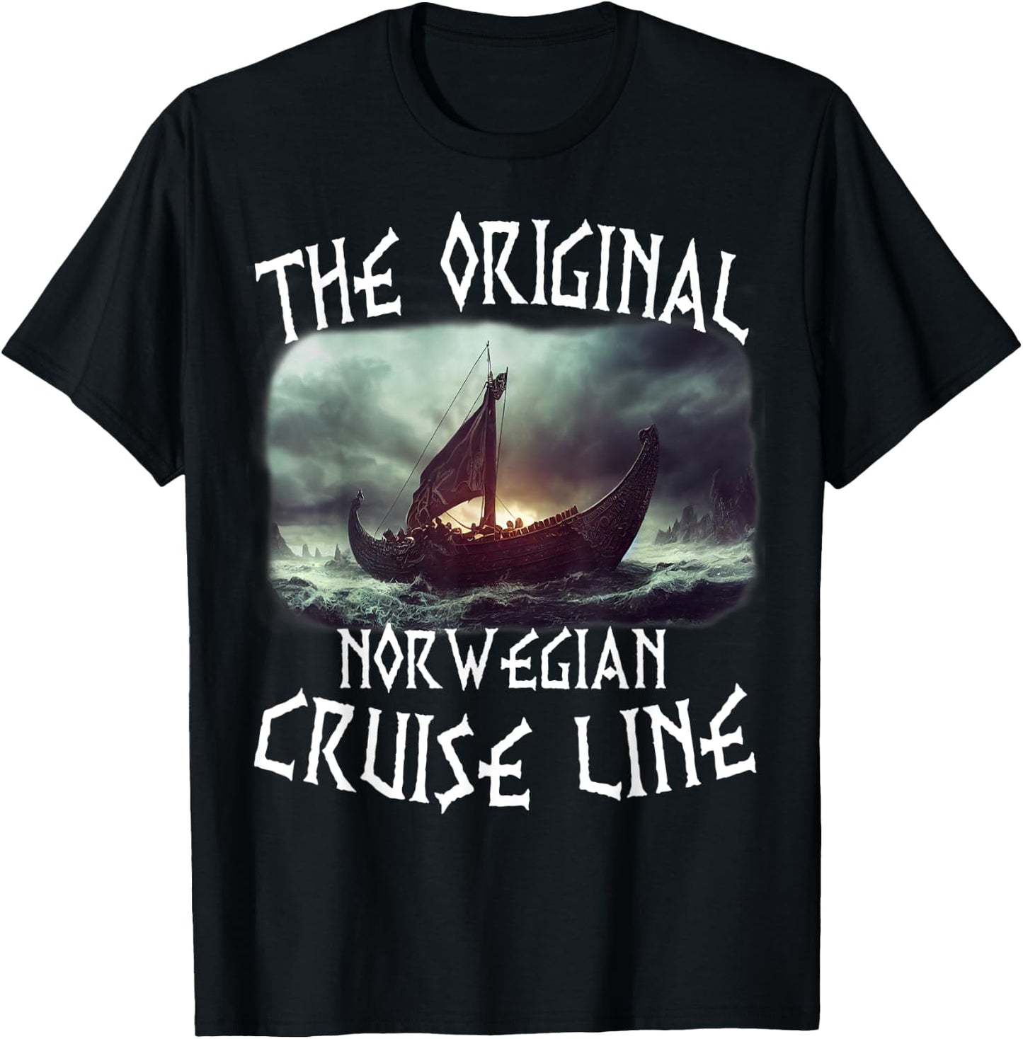 Norse Mythology Original Norwegian Cruise Line Viking Ship T-Shirt - T-Shirt | Black