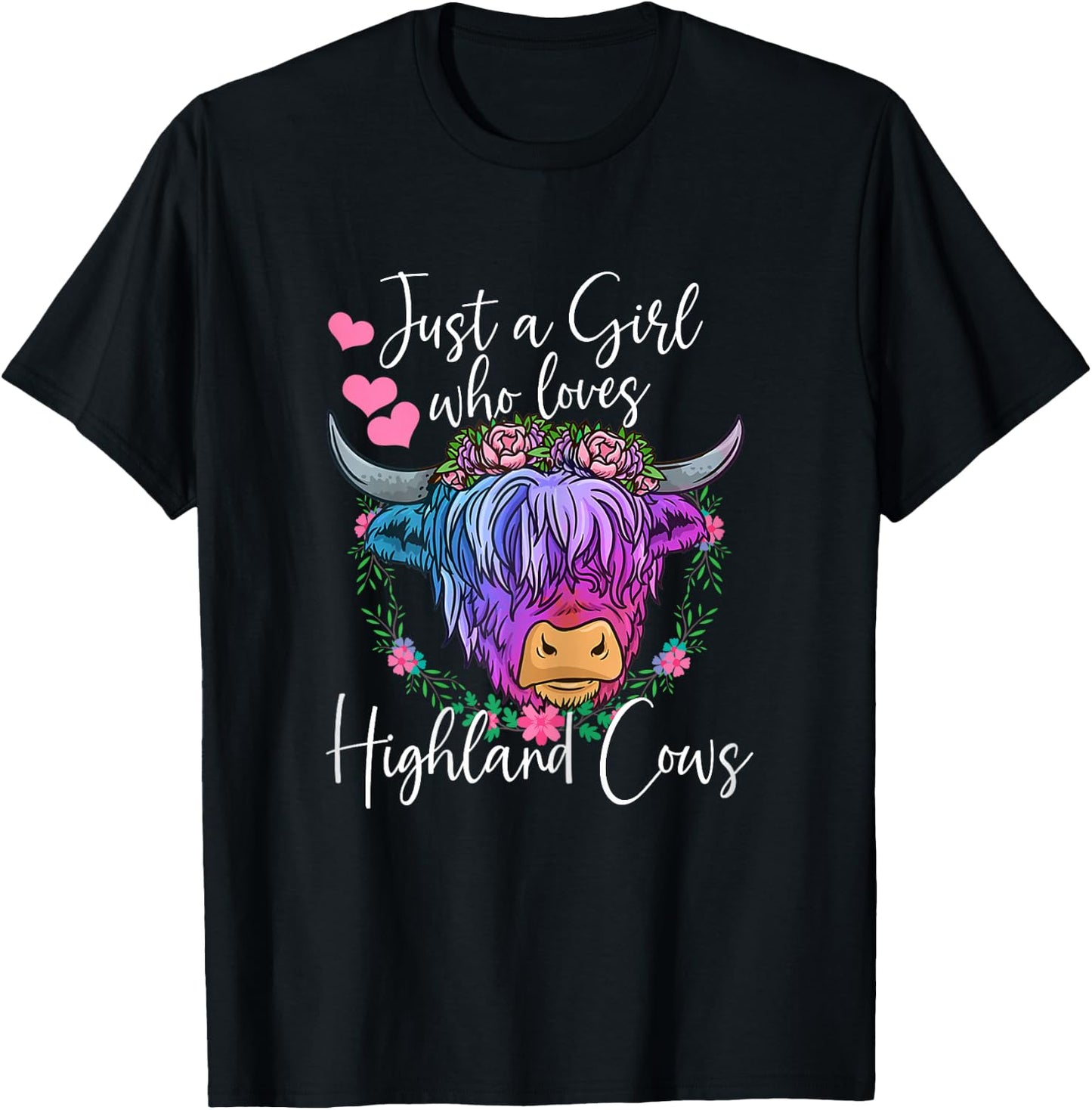 Highland Cow Gifts Women Just a Girl Who Loves Highland Cows T-Shirt - T-Shirt | Black