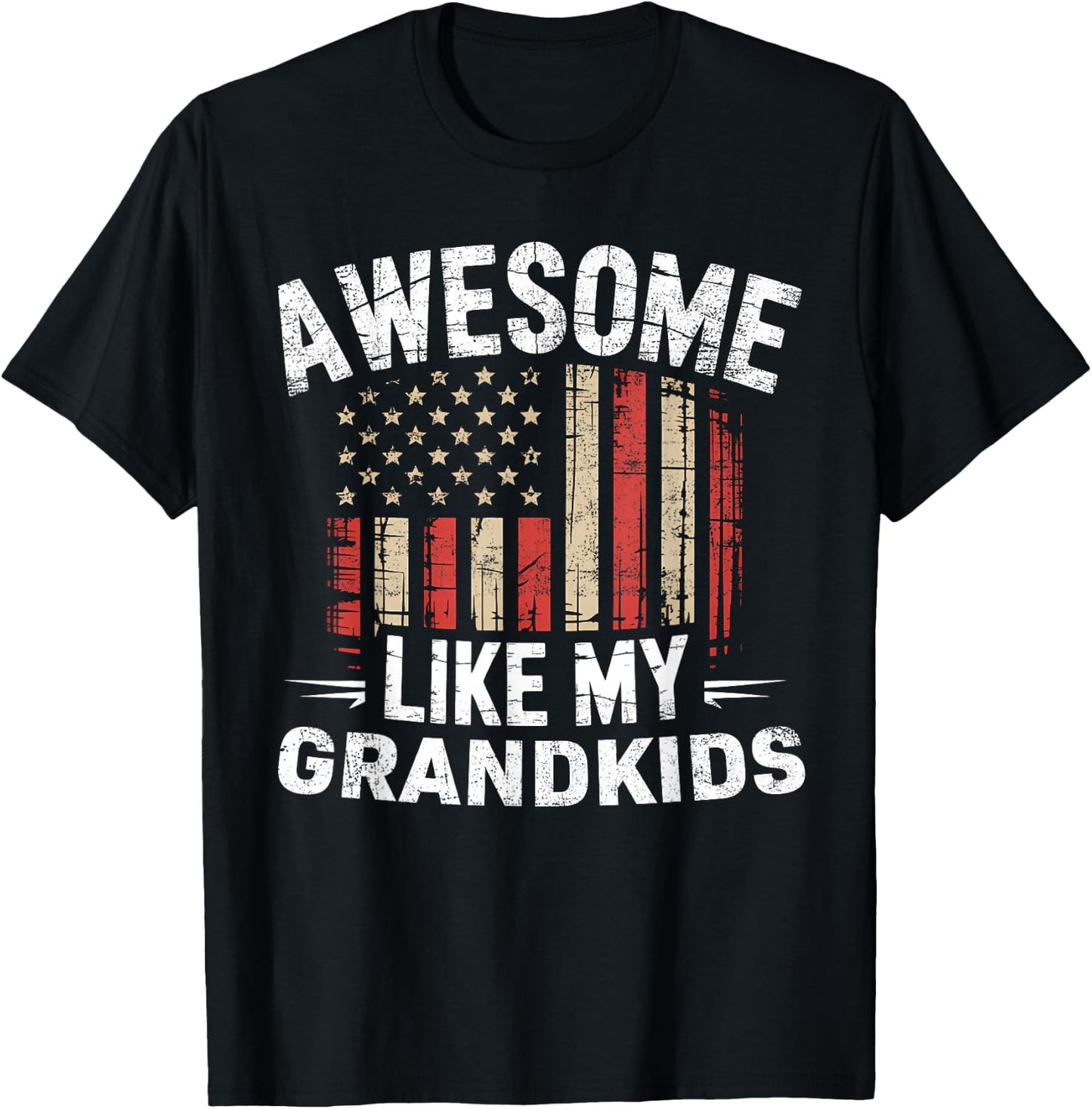 Funny Awesome Like My Grandkids Flag USA Fathers Day T-Shirt - T-Shirt | Black