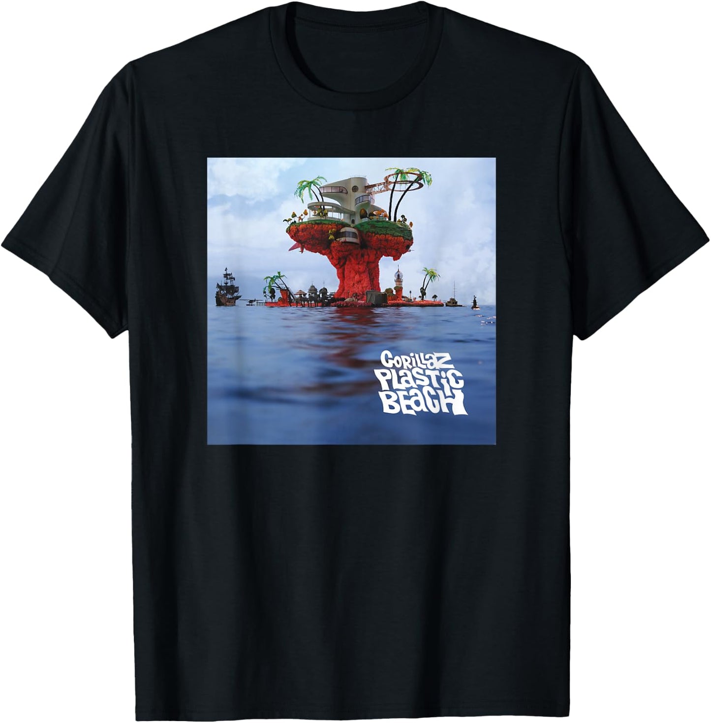 Gorillaz Plastic Beach LP Cover T-Shirt - T-Shirt | Black