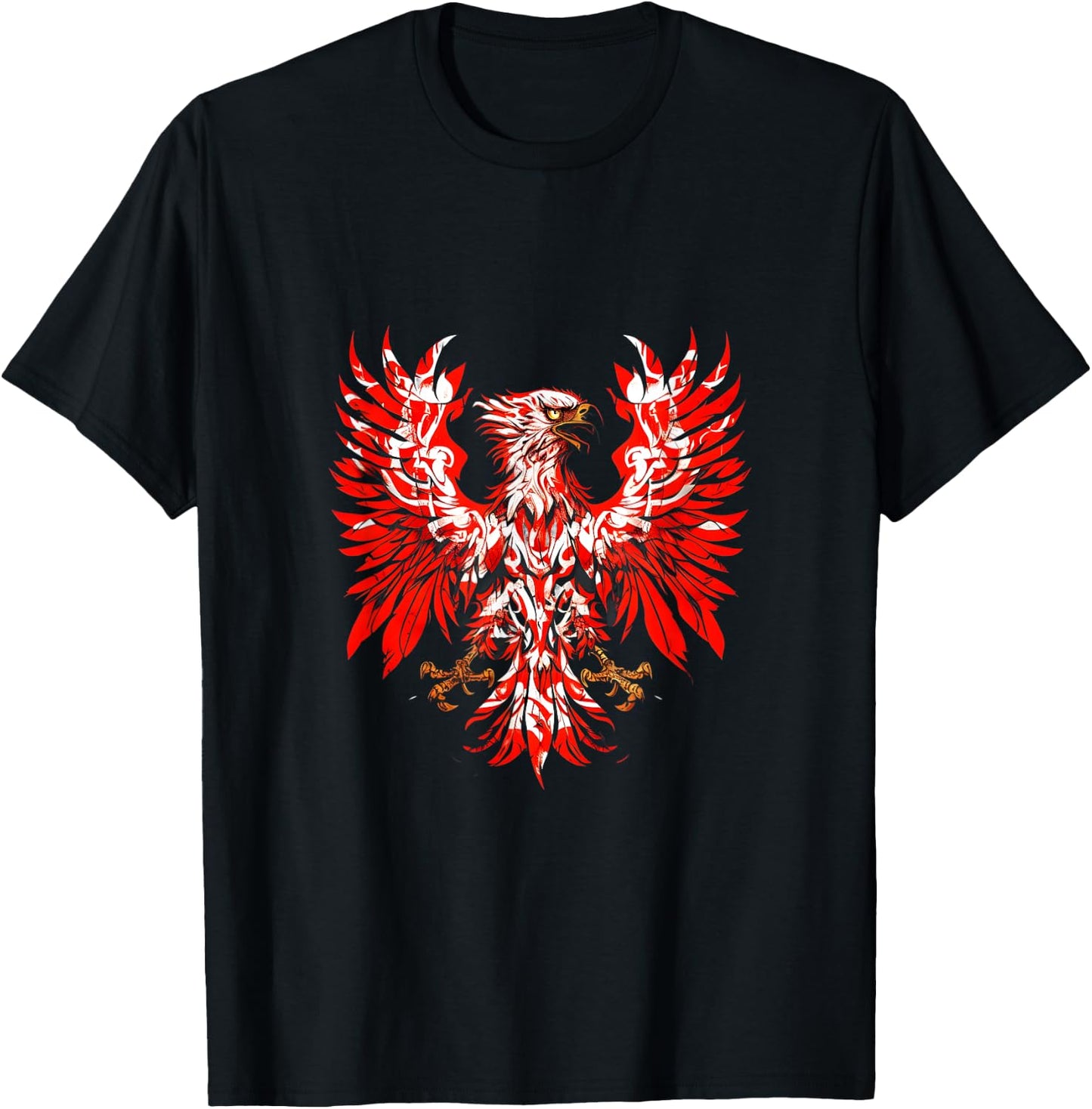 PolishDesigns Polish Eagle Poland Polska - Black, Small, Classic Fit, Short Sleeve, -Adult, All Ages, Polish Heritage, Flag Enthusiasts T-Shirt - T-Shirt | Black