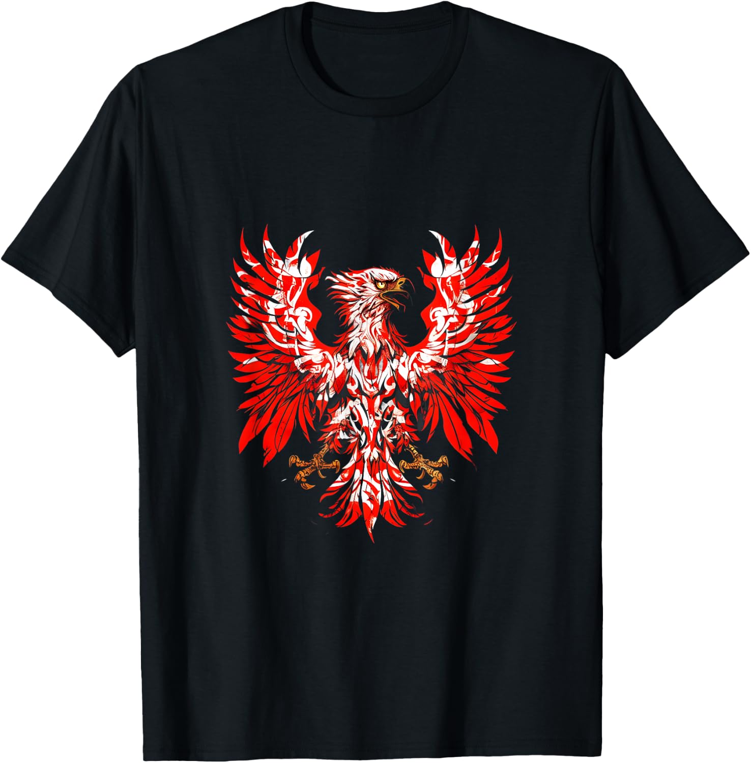 PolishDesigns Polish Eagle Poland Polska - Black, Small, Classic Fit, Short Sleeve, -Adult, All Ages, Polish Heritage, Flag Enthusiasts T-Shirt - T-Shirt | Black