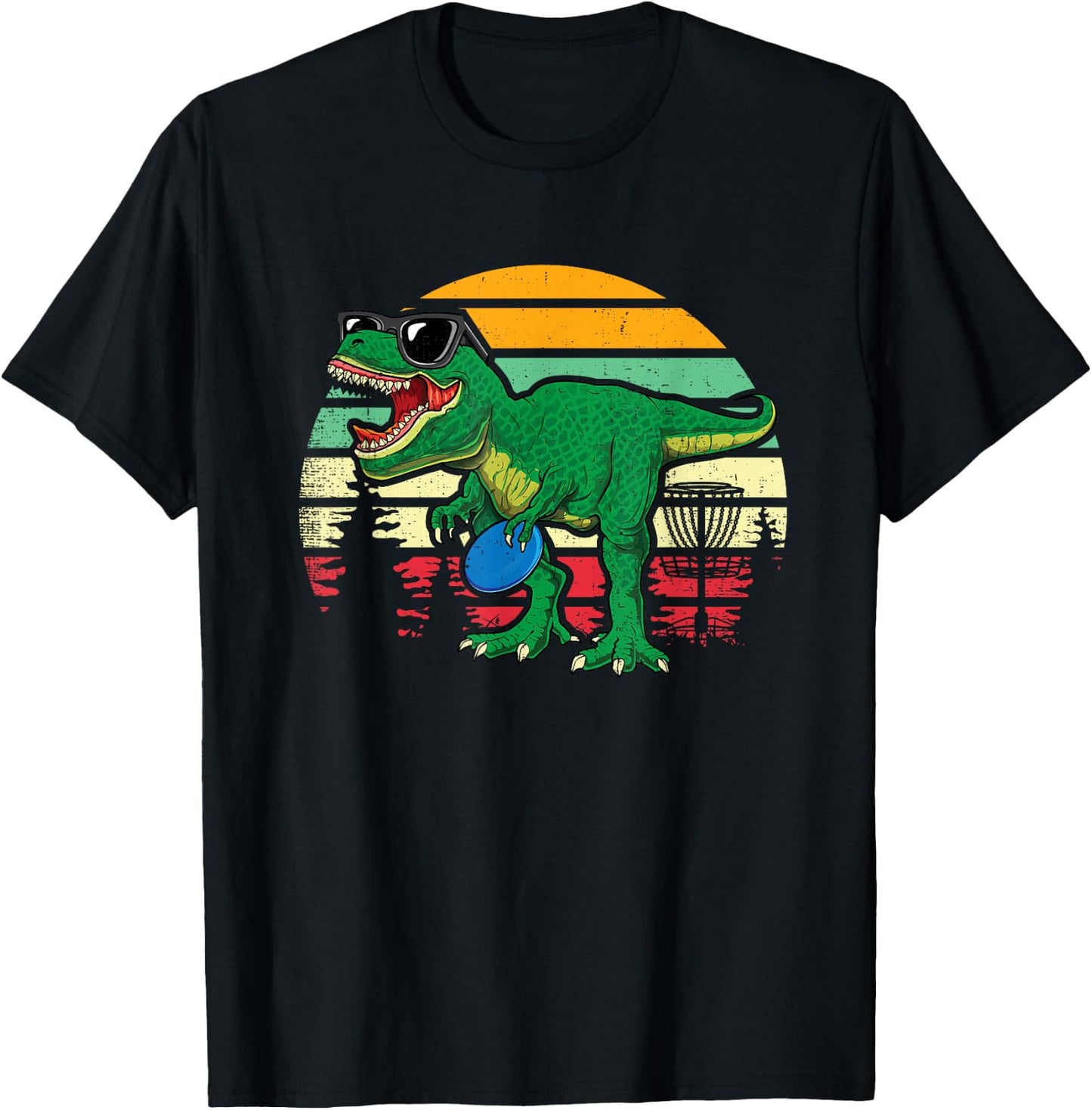 Frisbees Dino Cute T Rex Dinosaur Kids Boys Disc Golf Gift T-Shirt - T-Shirt | Black