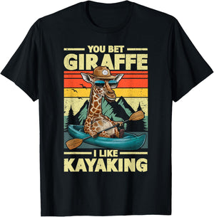 You bet Giraffe I Like Kayaking Giraffe in Kayak Boat T-Shirt - T-Shirt | Black
